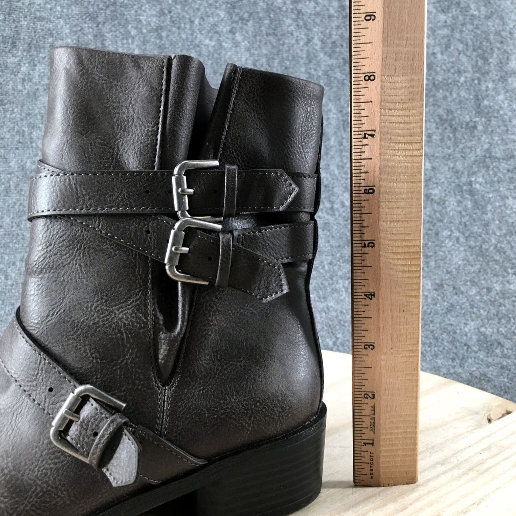 Vintage Style&co. Boots Womens 8M Baxten Zip Biker Ankle Bootie Brown Faux Leather Clothing Shoes Boots Women's 8 M Brown Faux Leather Biker Style 90s? Size US 8 / IT 38 - 7 Thumbnail