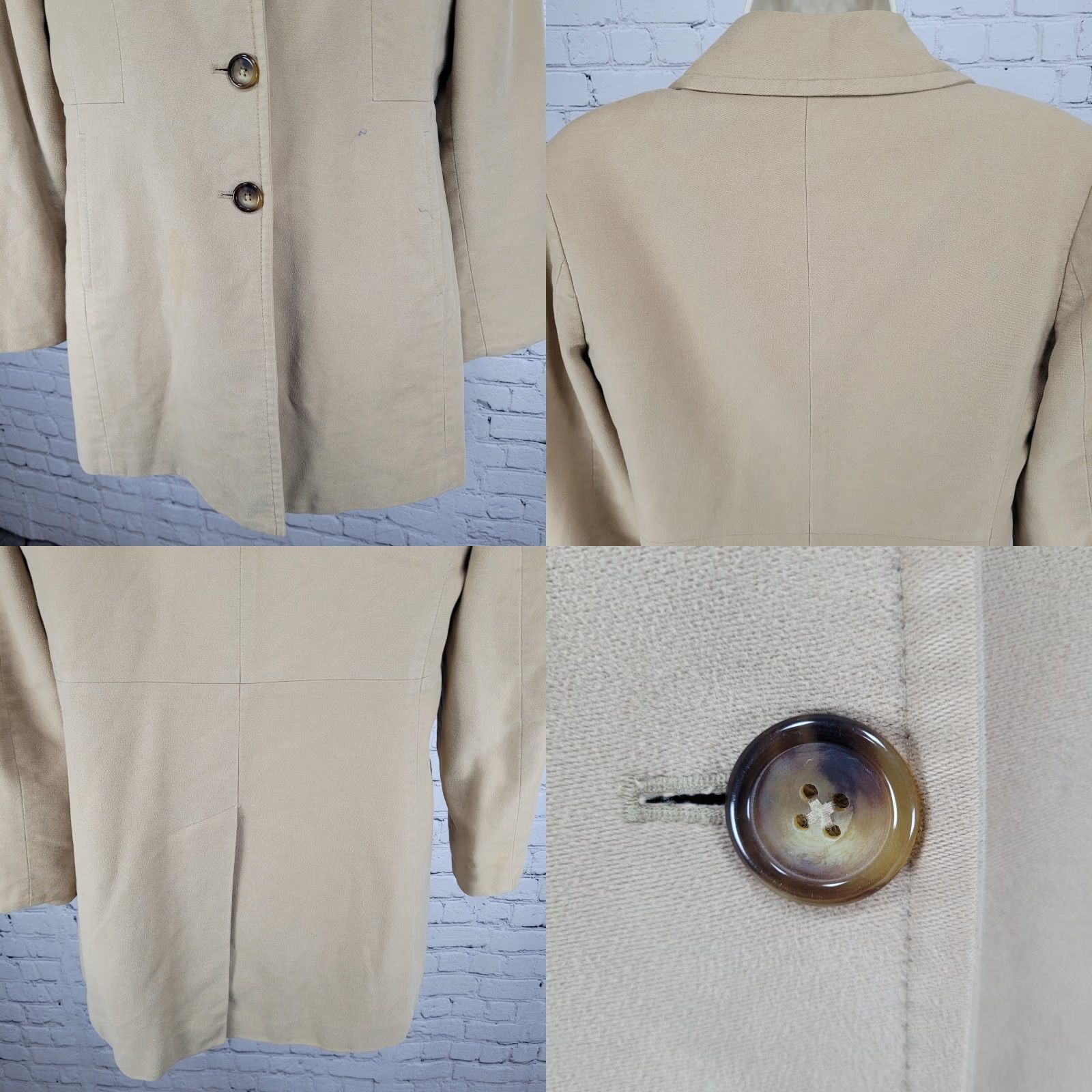 Ann Taylor VINTAGE Ann Taylor Coat Womens 2 Brown 100% Cotton Buttoned Lined Pockets Notch Collared Mid-Length Long Sleeve Dry Clean Only Size XS / US 0-2 / IT 36-38 - 9 Thumbnail
