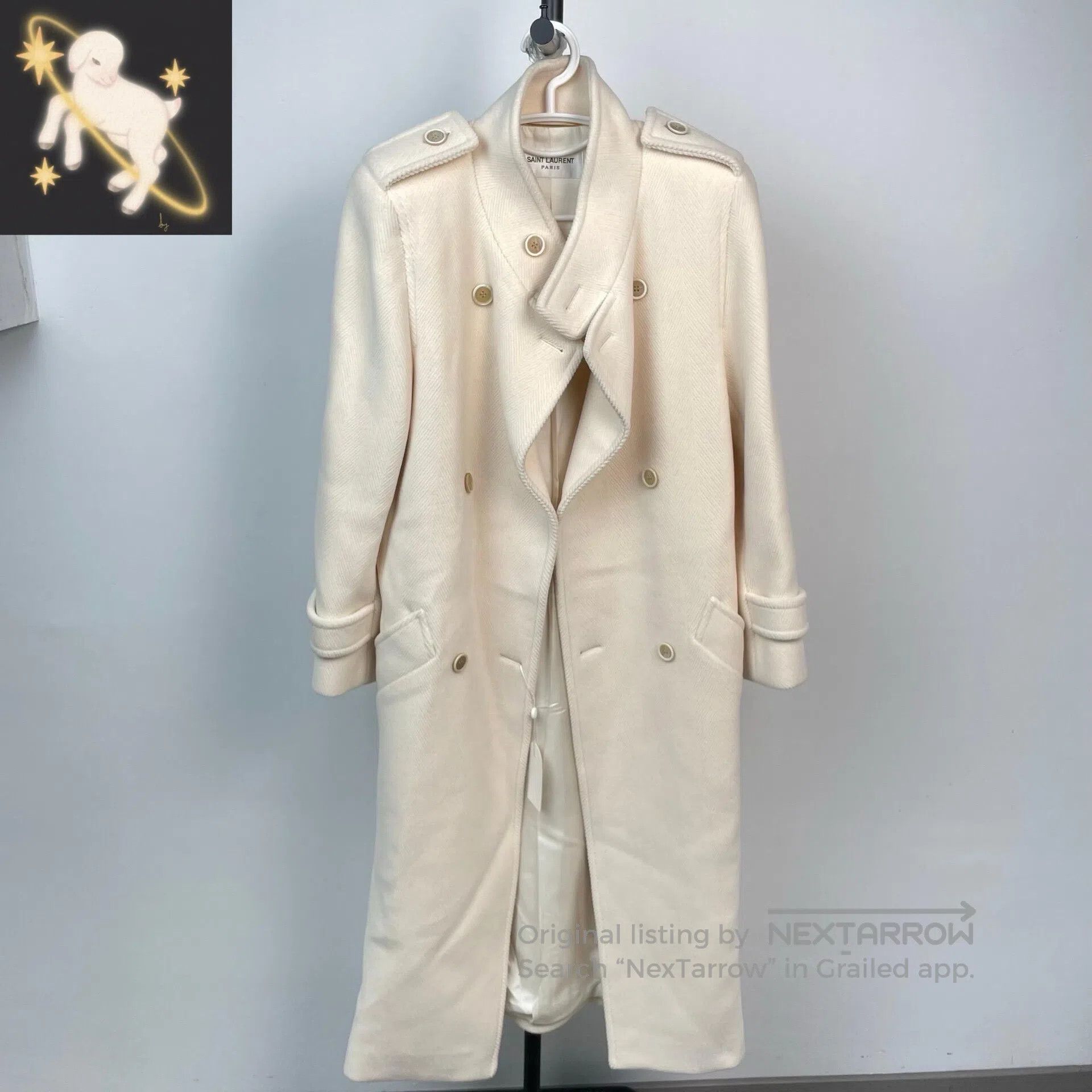 Saint Laurent Paris Saint Laurent Paris Beige oversized double-breasted long w Size XS / US 0-2 / IT 36-38 - 1 Thumbnail