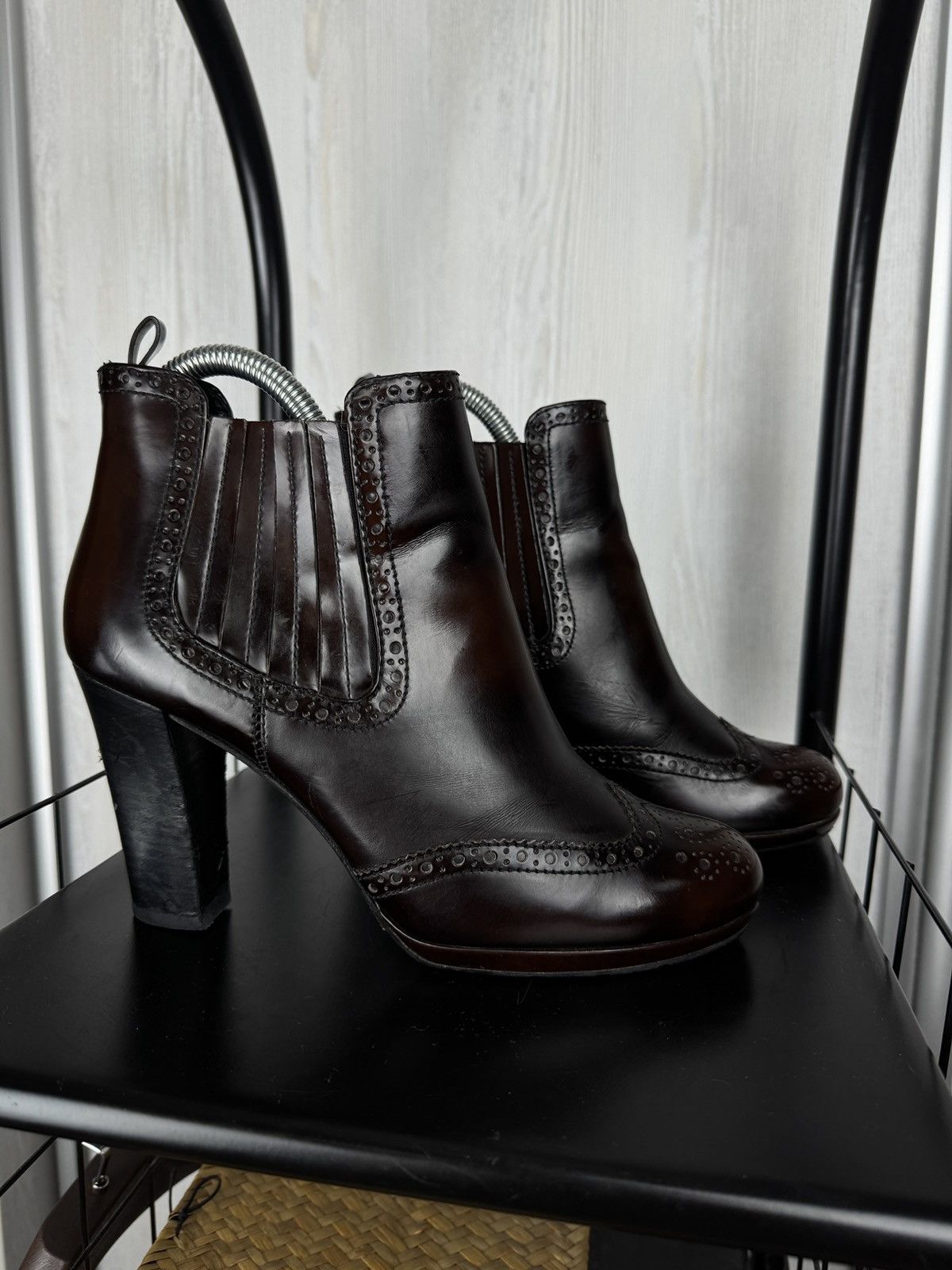Prada Prada Burgundy Leather Ankle Boots Size 38.5 Size US 8.5 / IT 38.5 - 3 Thumbnail