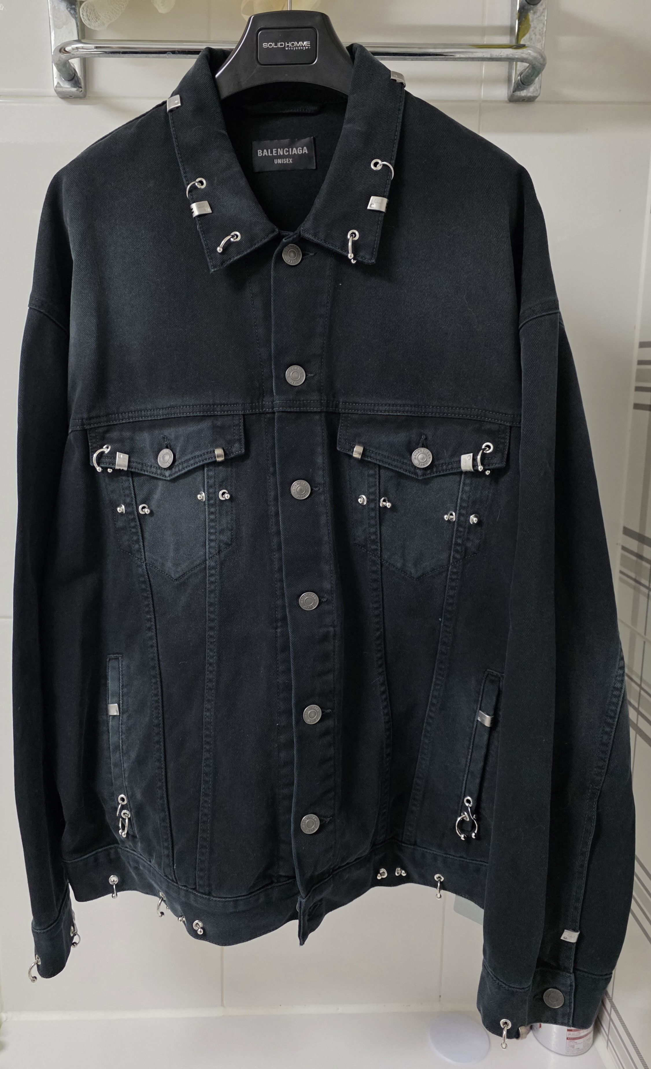 Balenciaga Balenciaga Pierced Denim Jacket Black size 1 Size US S / EU 44-46 / 1 - 1 Thumbnail