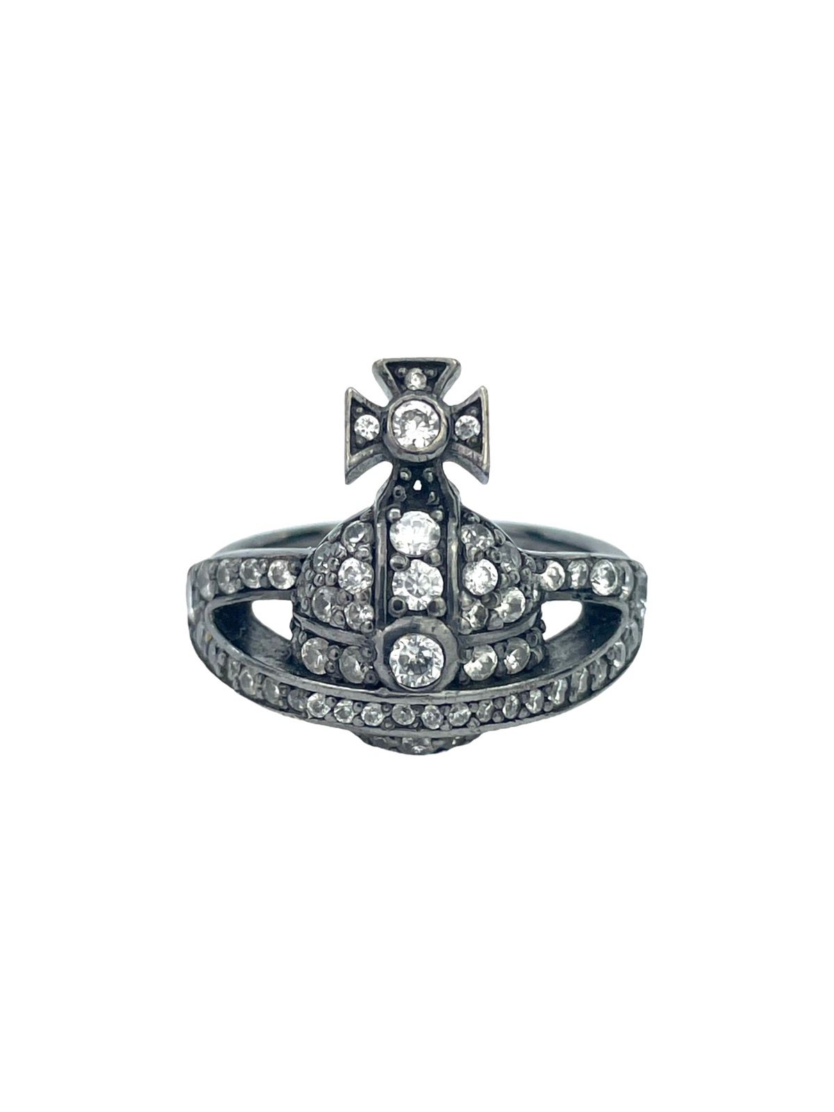 Pre-owned Vivienne Westwood Crystal Orb Ring In Black