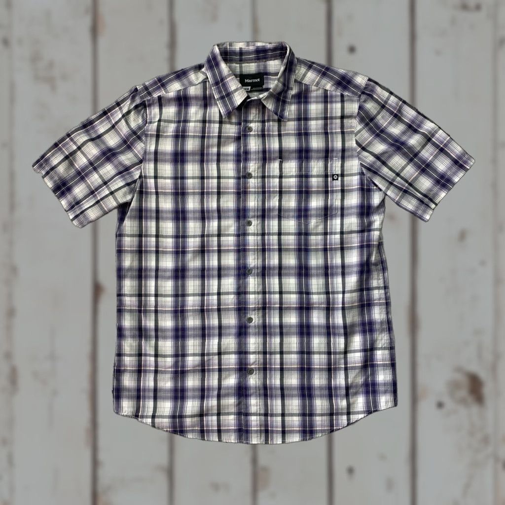 Marmot Marmot Shirt Mens Medium Purple Plaid Short Sleeve Button-Up Casual Spring Summer Fall Button-Up Pockets Lightweight Regular Size US M / EU 48-50 / 2 - 1 Thumbnail