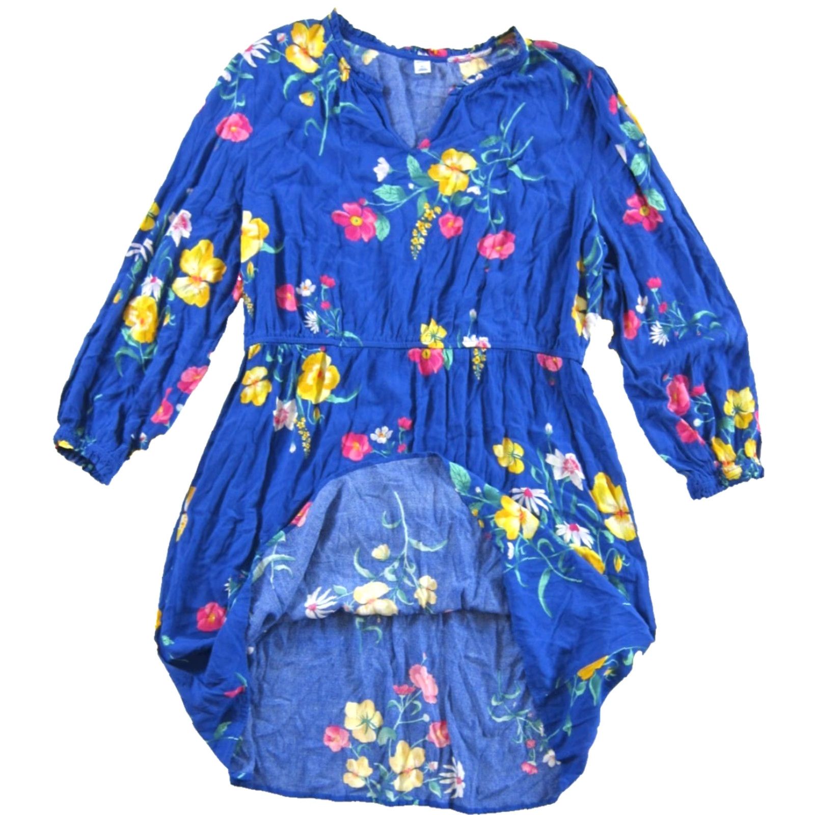 Old Navy NWT Old Navy Blue Pink Yellow Floral Rayon Long Sleeve V-Neck Tunic Dress XL Size XL / US 12-14 / IT 48-50 - 4 Thumbnail