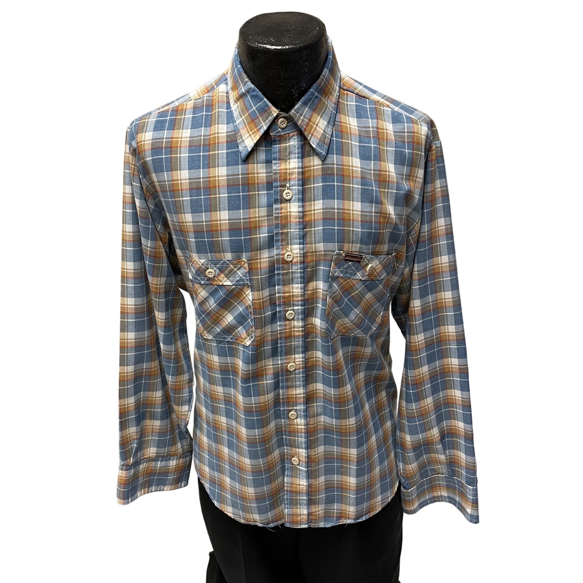 Wrangler Vtg Wrangler MOD Blue Copper SHADOW PLAID Hippie Shirt Size US L / EU 52-54 / 3 - 1 Thumbnail