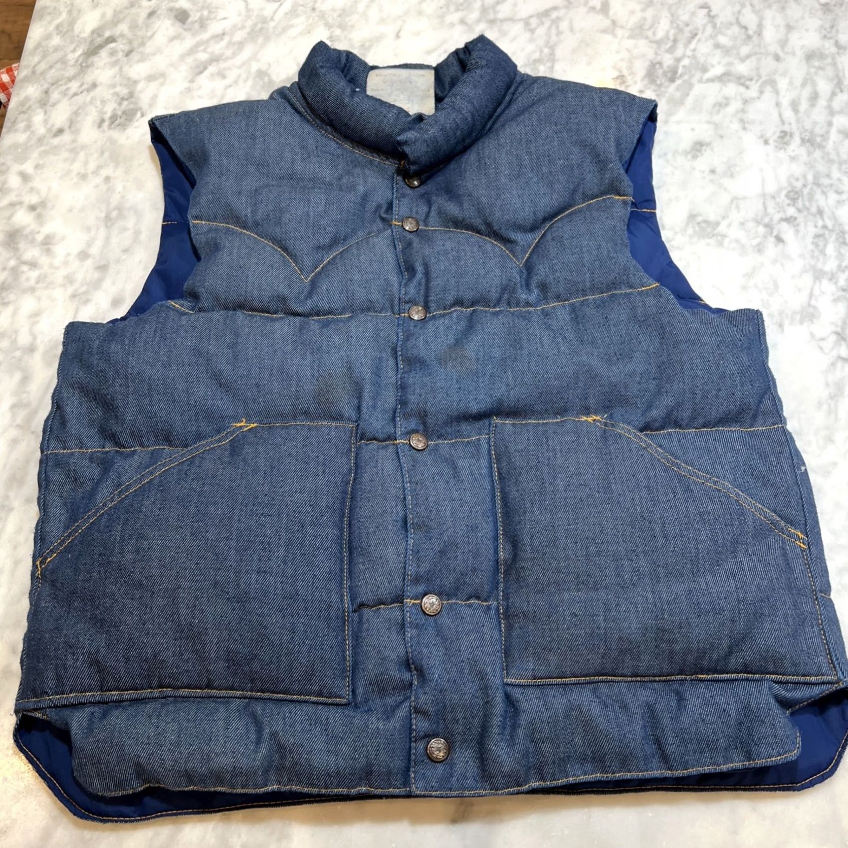 Vintage VINTAGE 70’s Sundance Products Denim Goose Down Puffer Vest Men Large Western Blue Size US L / EU 52-54 / 3 - 2 Thumbnail