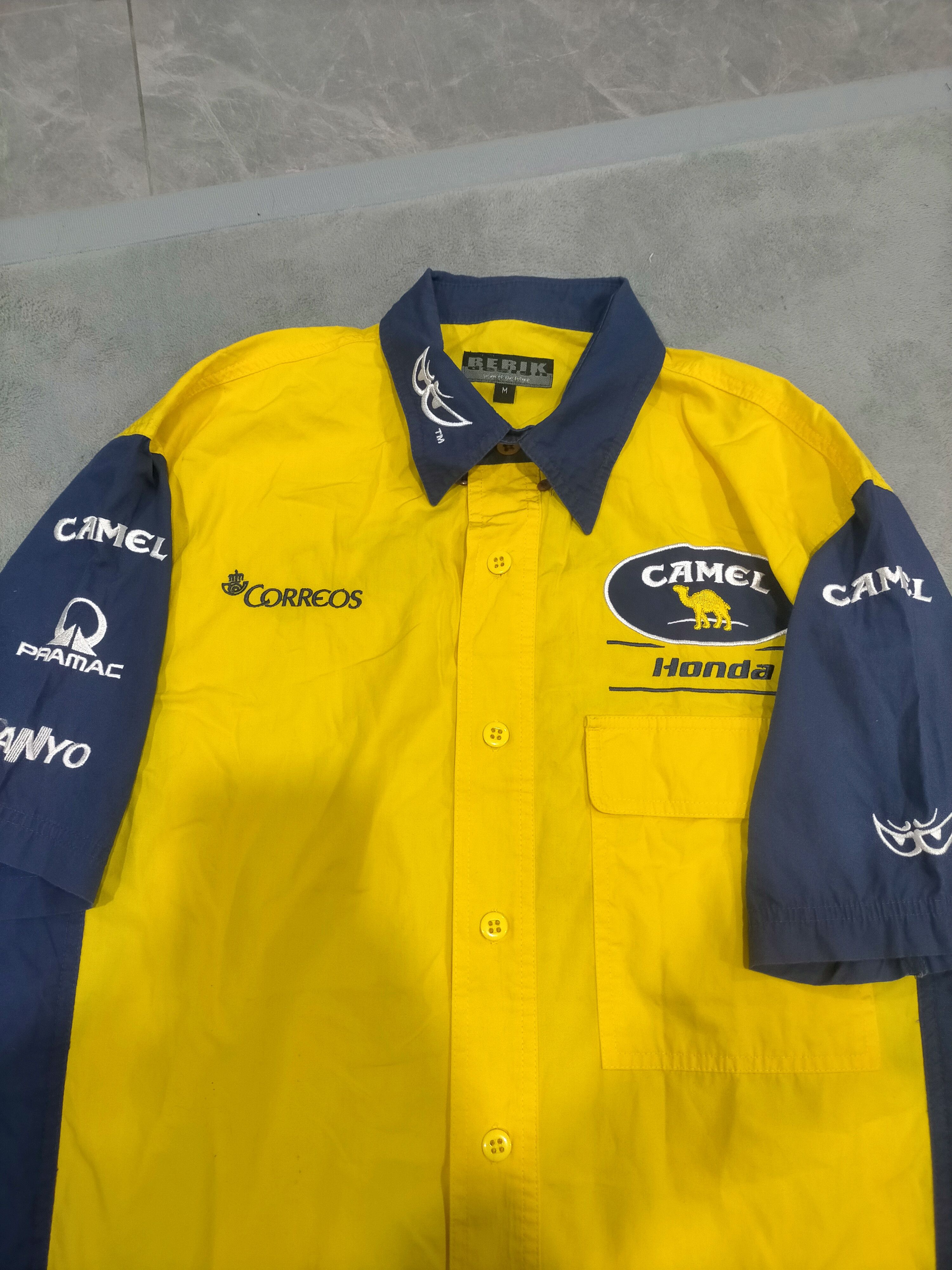 image of Vintage Camel Correos Honda Shirt in Blue Yellow, Men's (Size Medium)