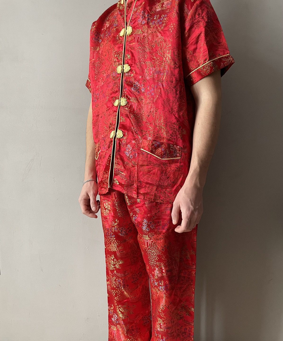 image of Double Peach Vintage Kimono Shirt + Pants in Red, Men's (Size Large)