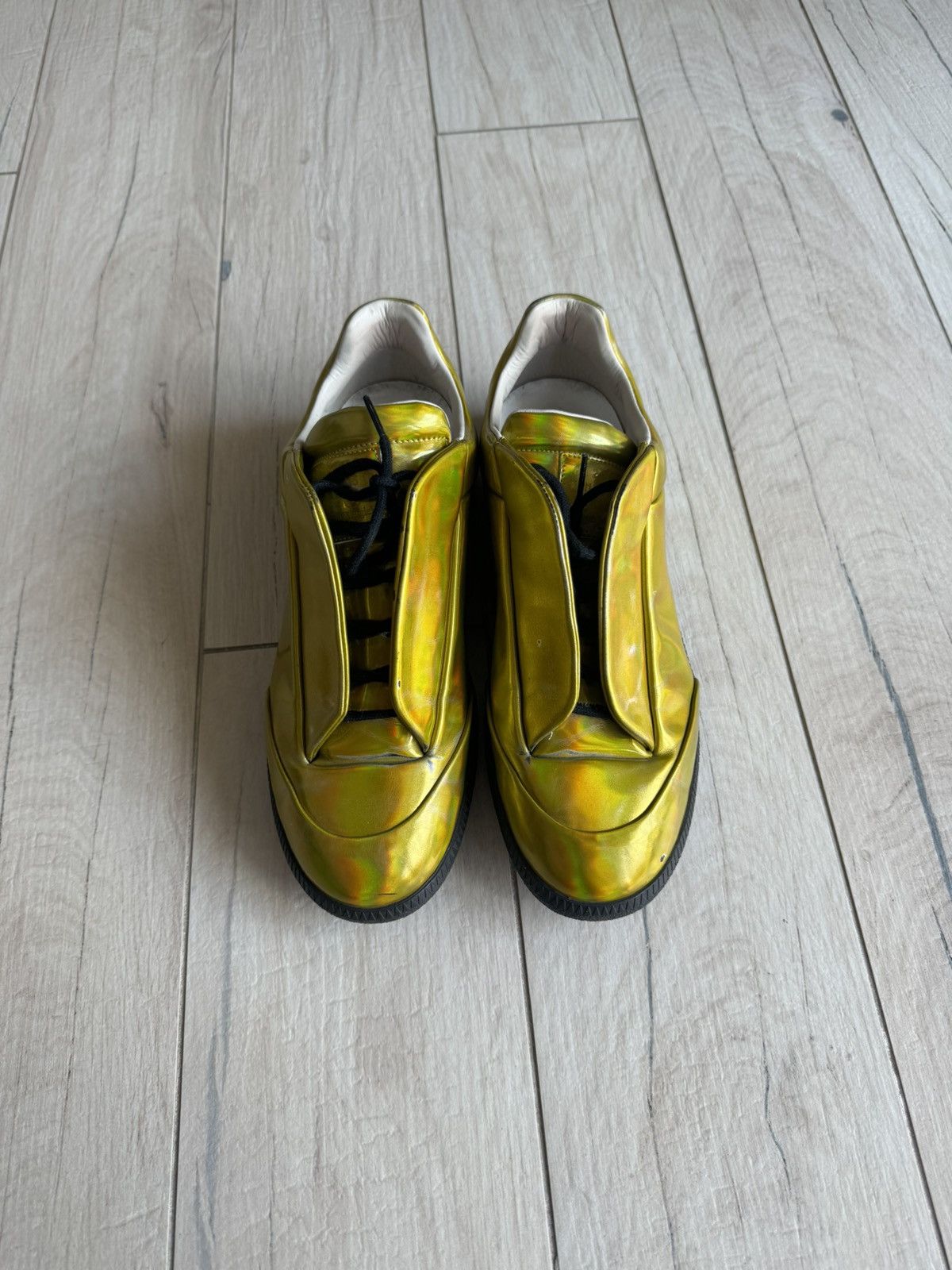 image of Avant Garde x Maison Margiela Foil Effect Yellow Low Top Sneakers, Men's (Size 10)