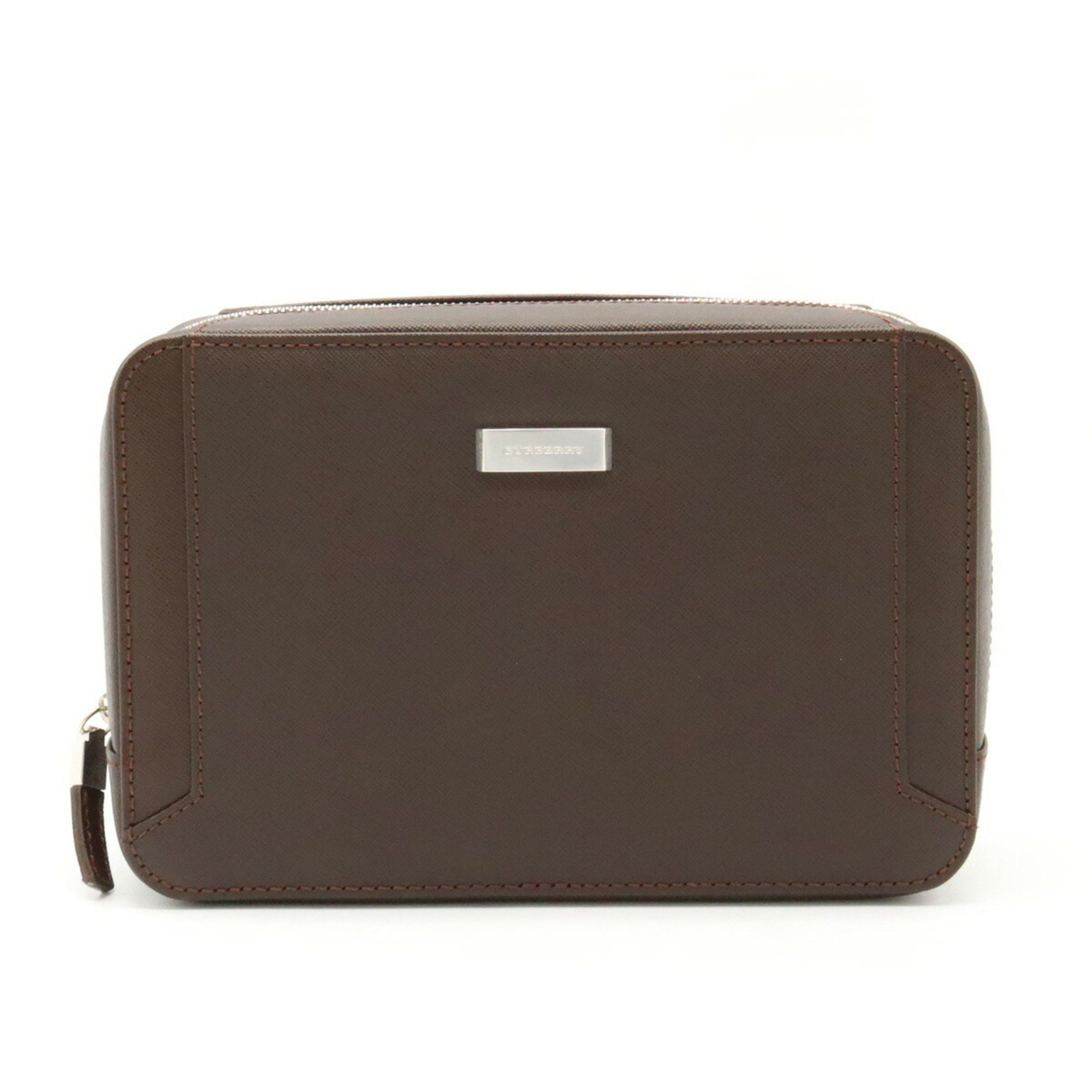 image of Burberry Men's Clutch Bag, Leather, Dark Brown