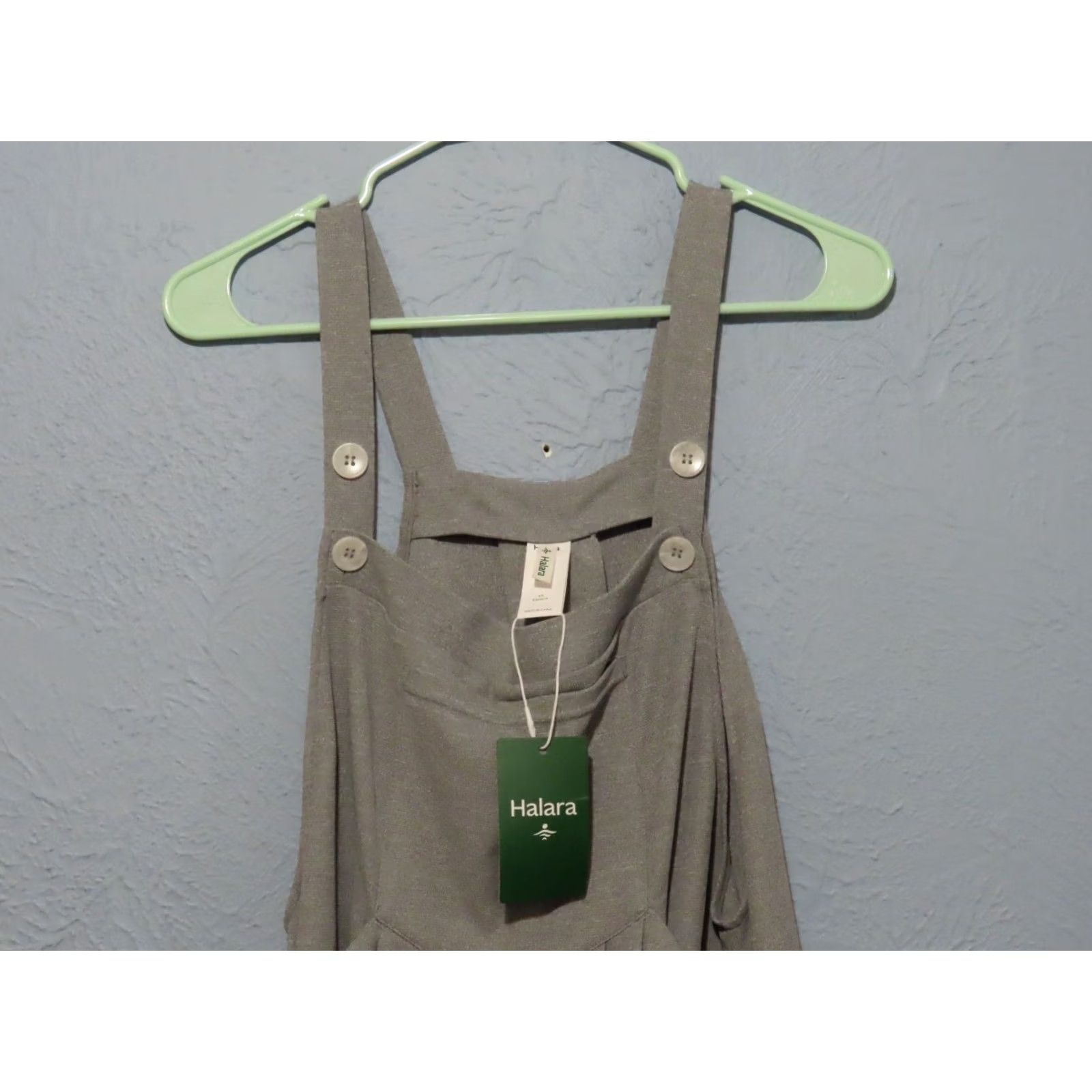 Vintage Halara Overalls Waffle Casual Adjustable Strap Button Multiple Pockets Gray L Women Bohemian One-Piece Sleeveless Wide-Leg Size 36" / US 14 / IT 50 - 3 Thumbnail