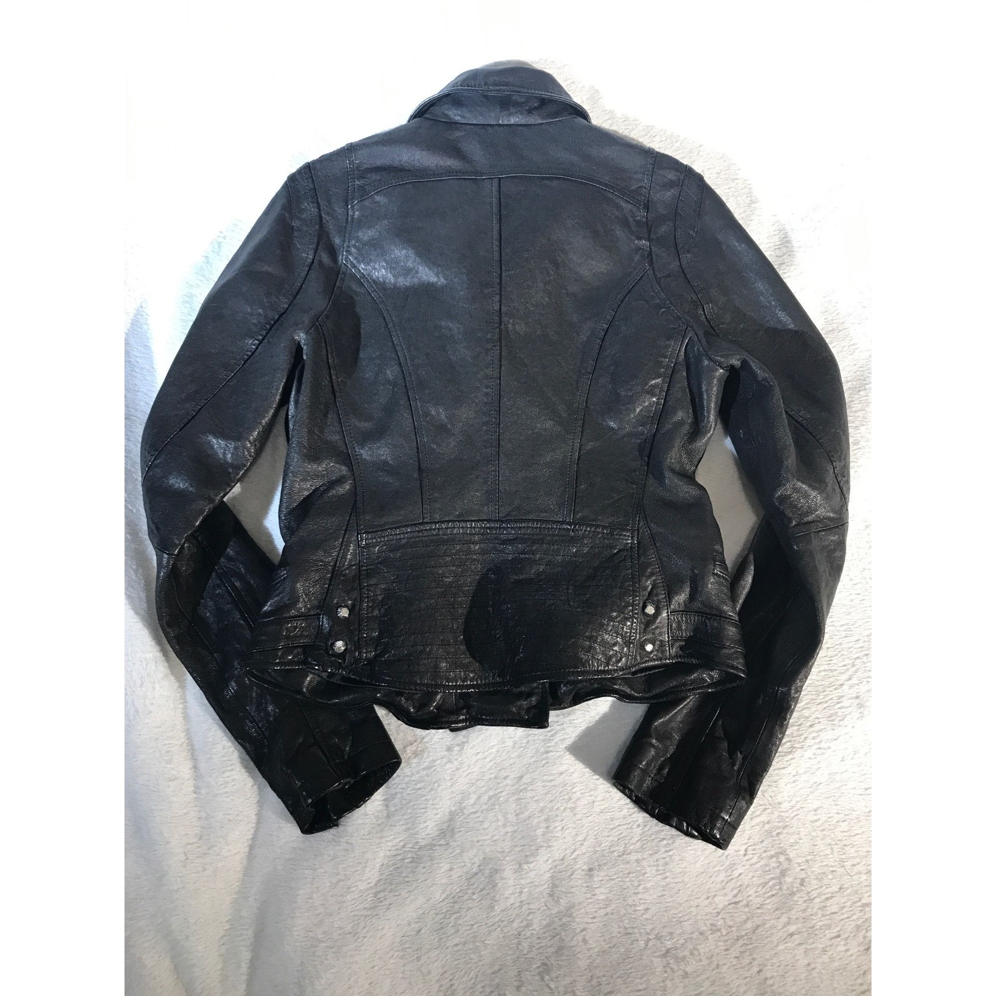 Vintage Womens Black Leather Asian Styled Y2K Moto Jacket Size S / US 4 / IT 40 - 2 Thumbnail