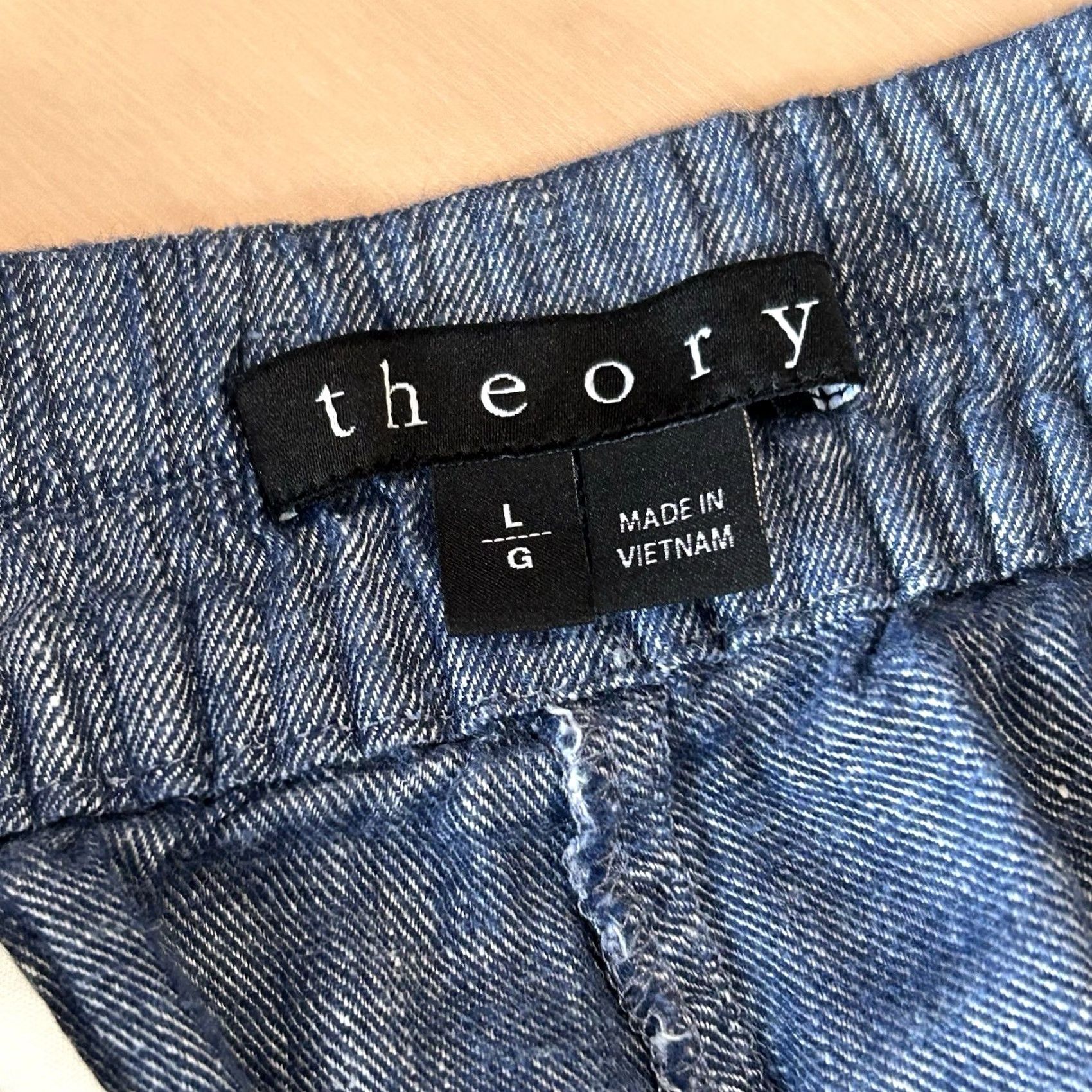 Theory Theory Blue Linen Blend Pants Women’s Large Regular Size L Ankle Stretch Logo Casual Pants Spring Summer Fall | Tapered Leg Women Size 36" / US 14 / IT 50 - 4 Thumbnail
