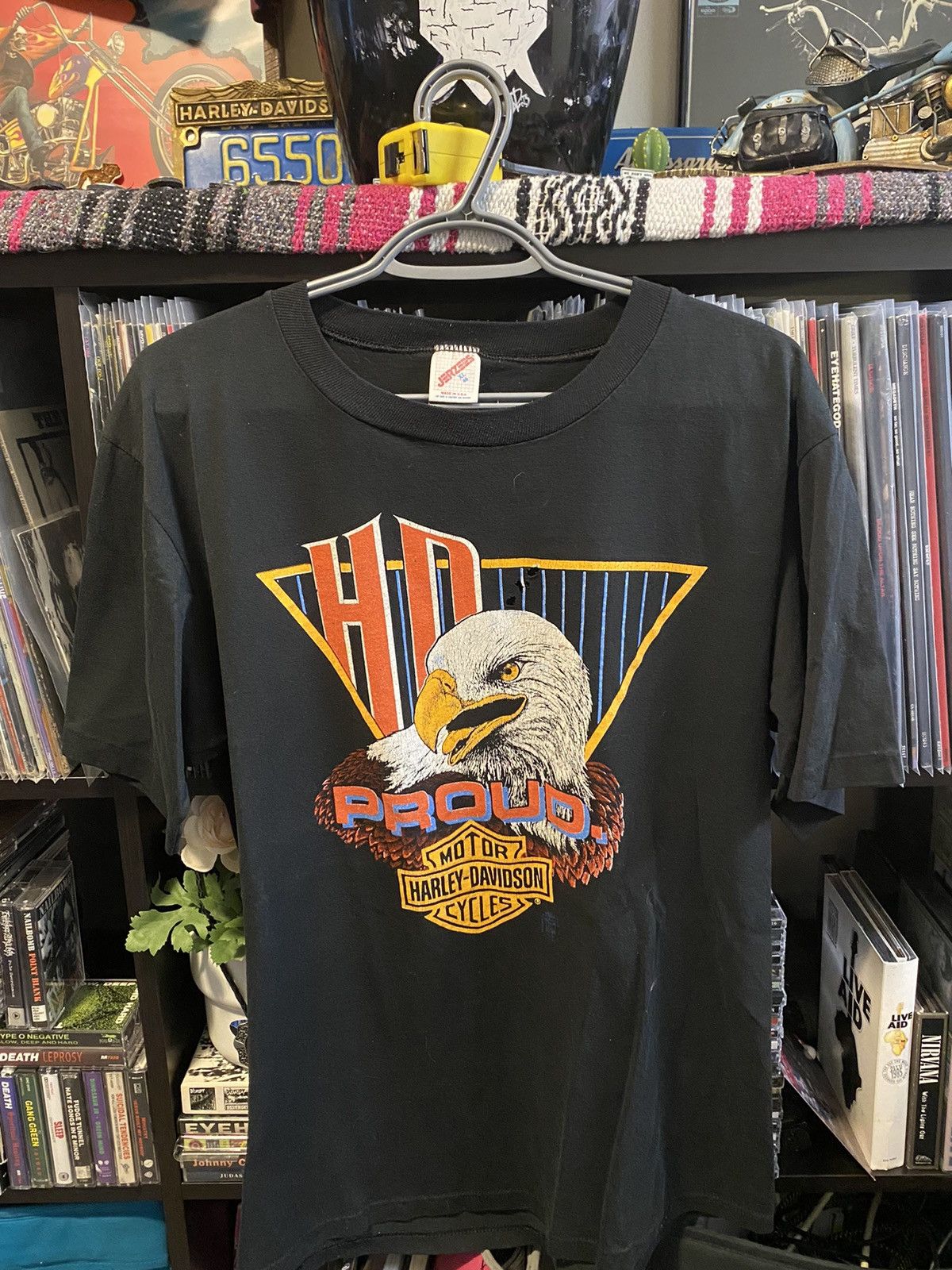 Harley Davidson × Vintage 1980s Harley Davidson on jerzees tag Size US XL / EU 56 / 4 - 1 Thumbnail