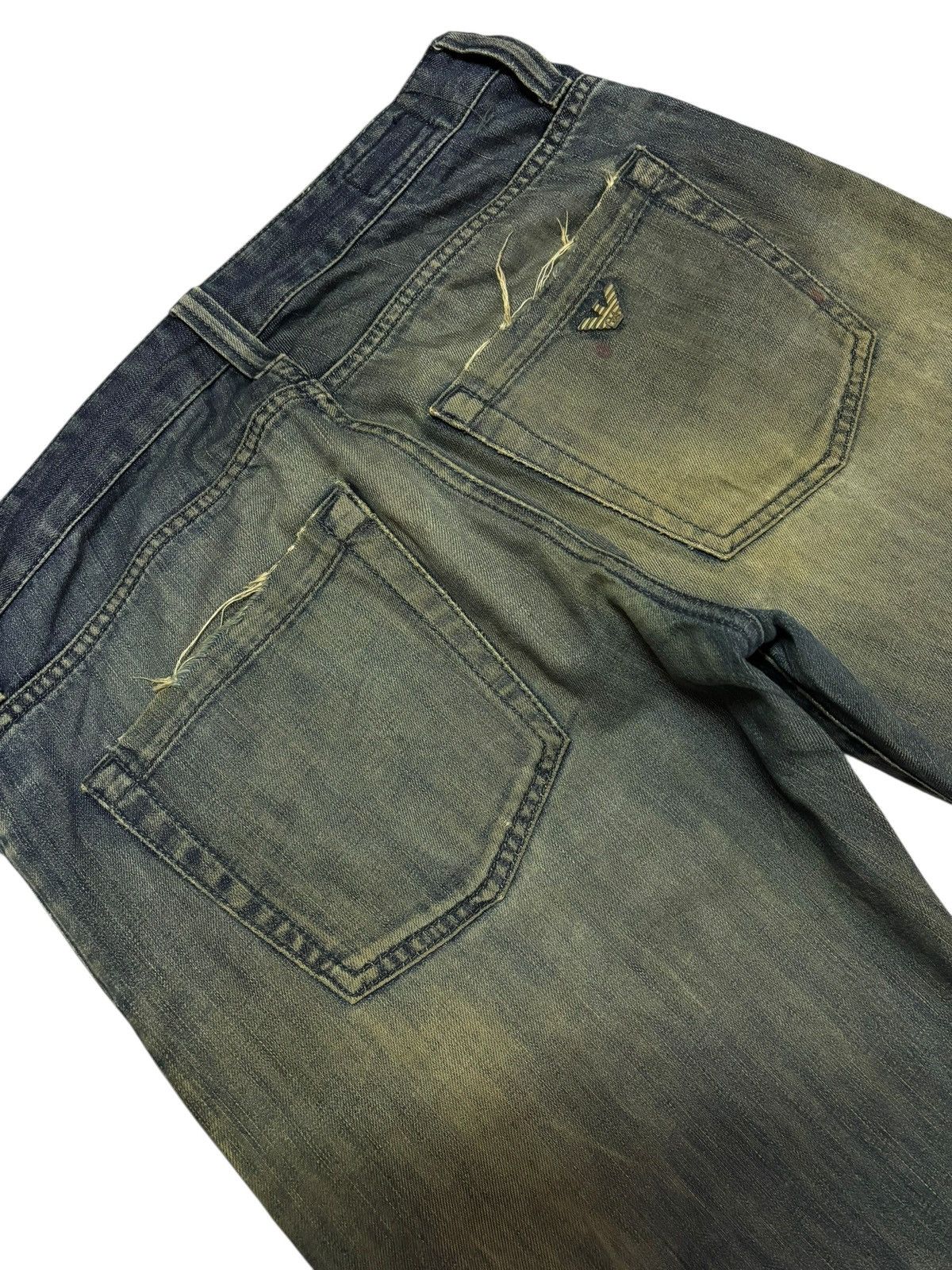 Armani Vtg 90s Emporio Armani Distressed Mud Washed Jeans Size US 33 - 6 Thumbnail