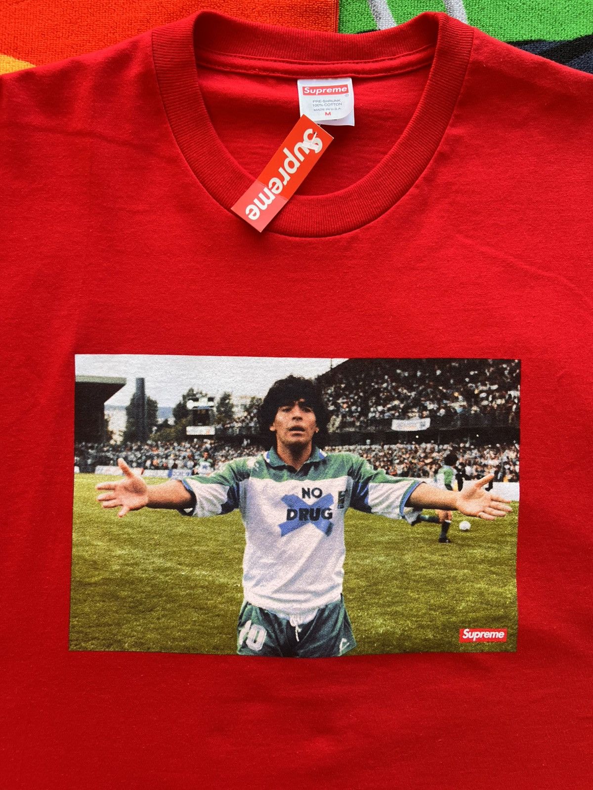 Supreme M Supreme Maradona Tee Red T-shirt football diego drugs new Size US M / EU 48-50 / 2 - 1 Thumbnail