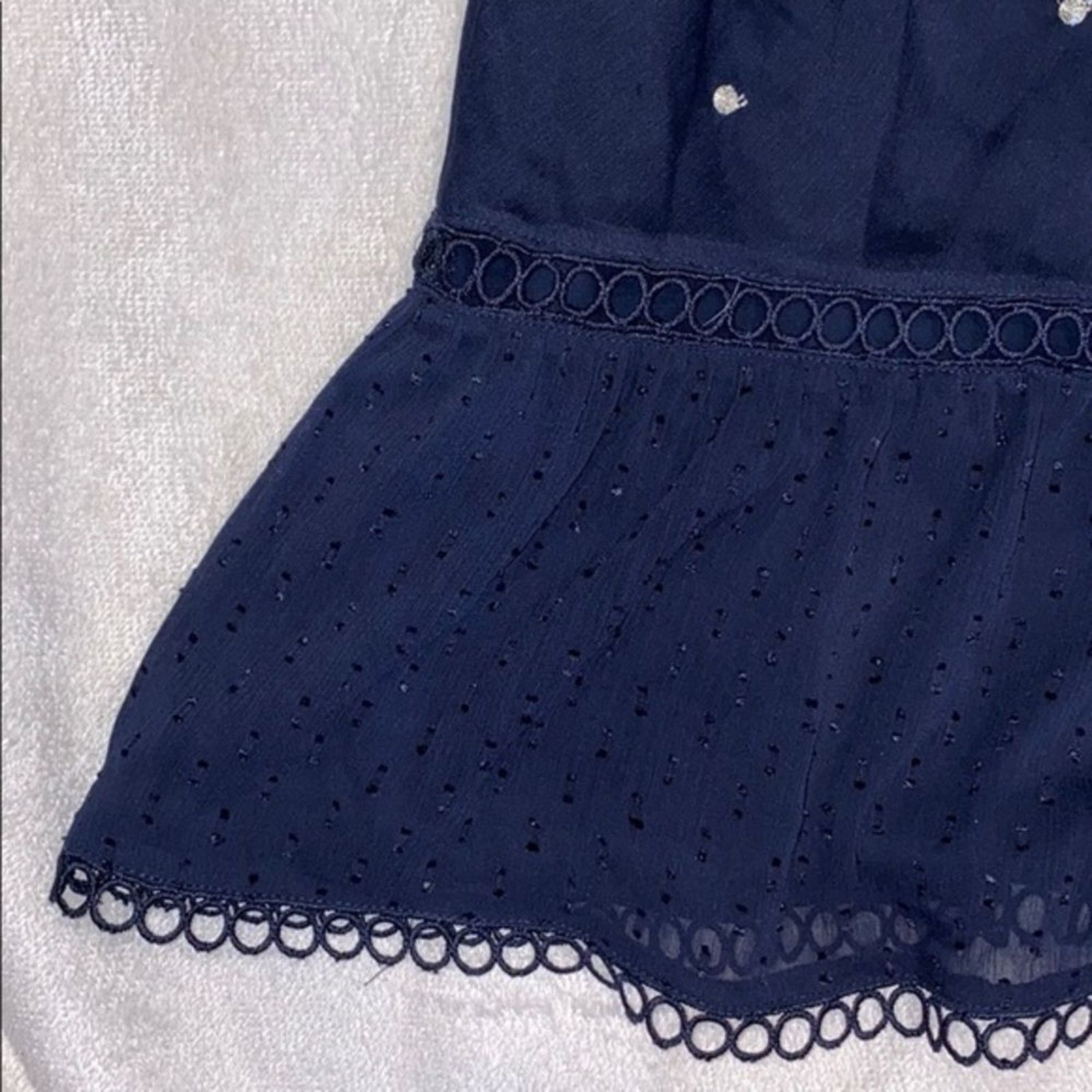 Other Aqua Navy Blue Embroidered Cold Shoulder Mini Dress | Sz S Size S / US 4 / IT 40 - 8 Thumbnail