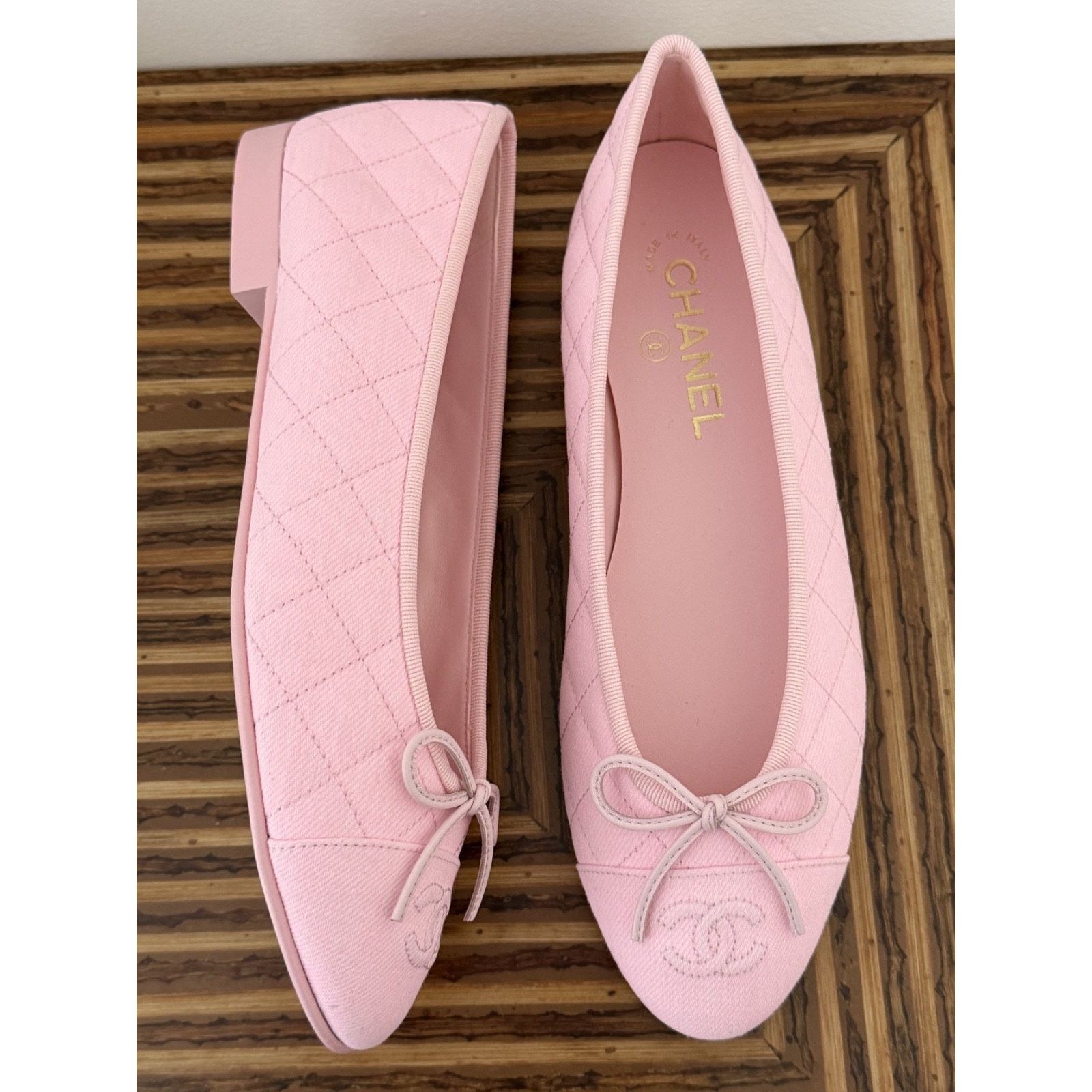 Chanel Chanel Light Pink Denim Quilted CC Bow Ballet Flat 39 Size US 8 / IT 38 - 5 Thumbnail