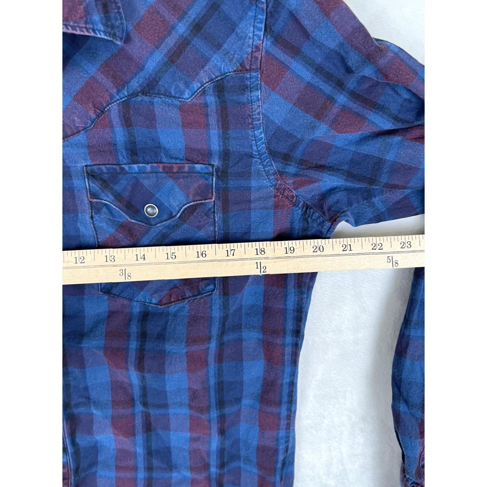 Wrangler Wrangler Retro Premium Shirt Mens Medium Blue Plaid Long Sleeve Western Snap Shirt Size US M / EU 48-50 / 2 - 5 Thumbnail