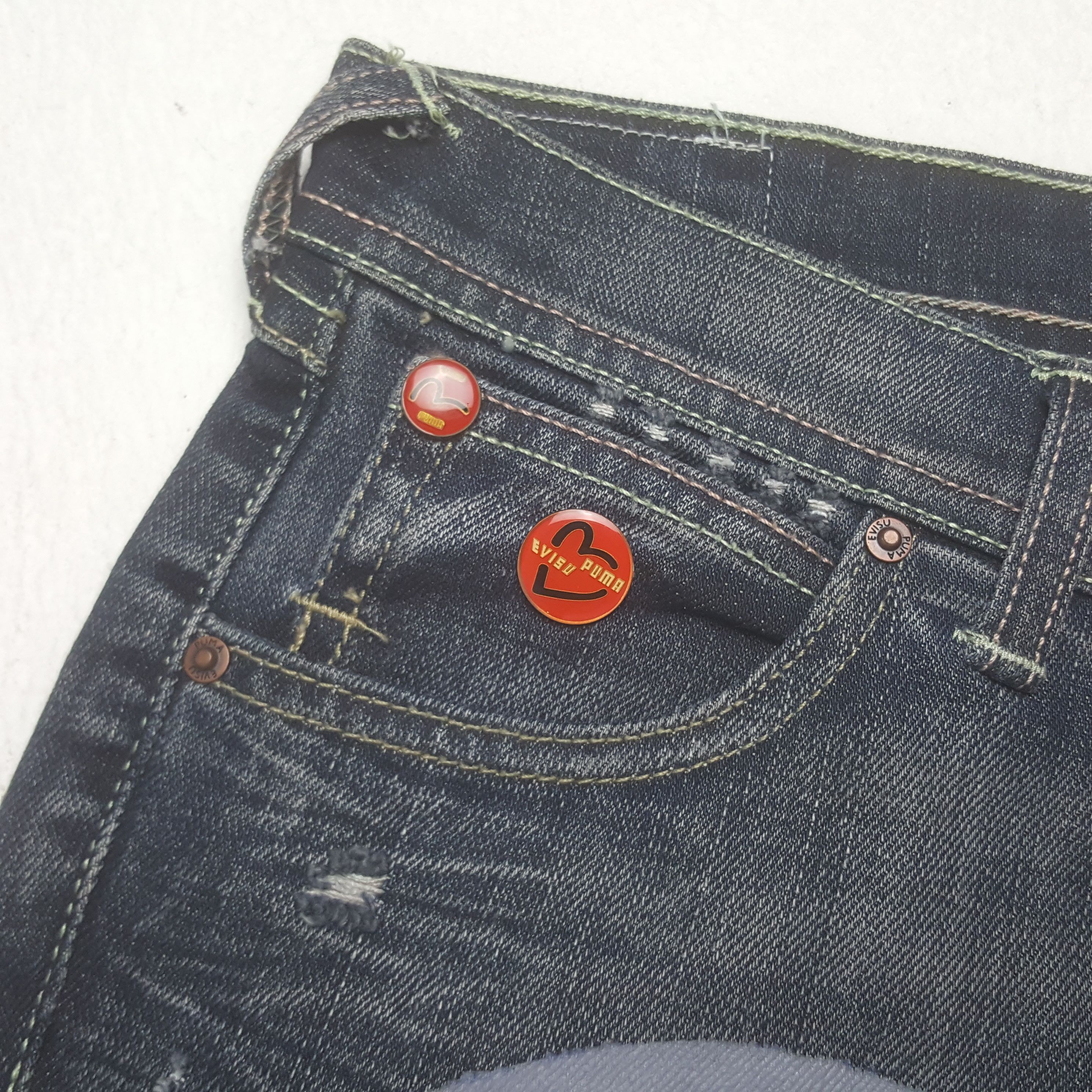 Evisu × Puma × Vintage Vintage Evisu x PUMA Custom Grey Daicock Jeans Size 30" / US 8 / IT 44 - 10 Thumbnail