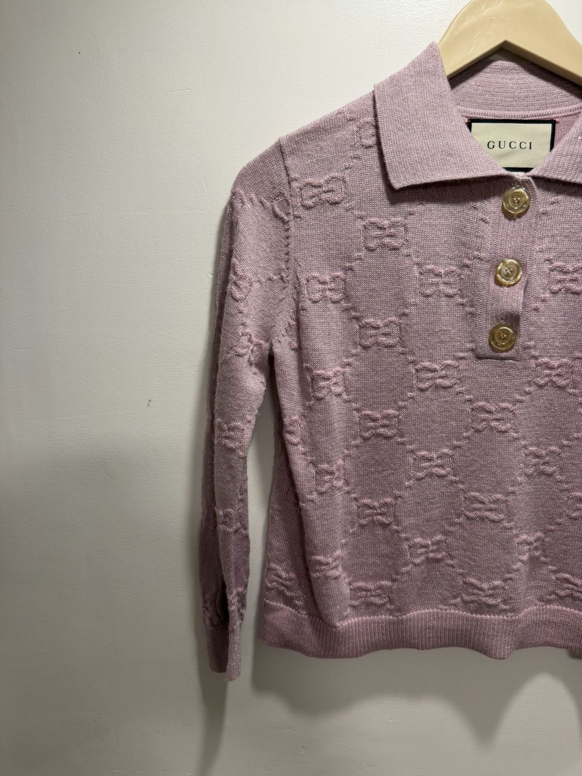 Gucci Gucci SS20 GG Shiny Wool Short Polo Shirt Size S / US 4 / IT 40 - 6 Thumbnail