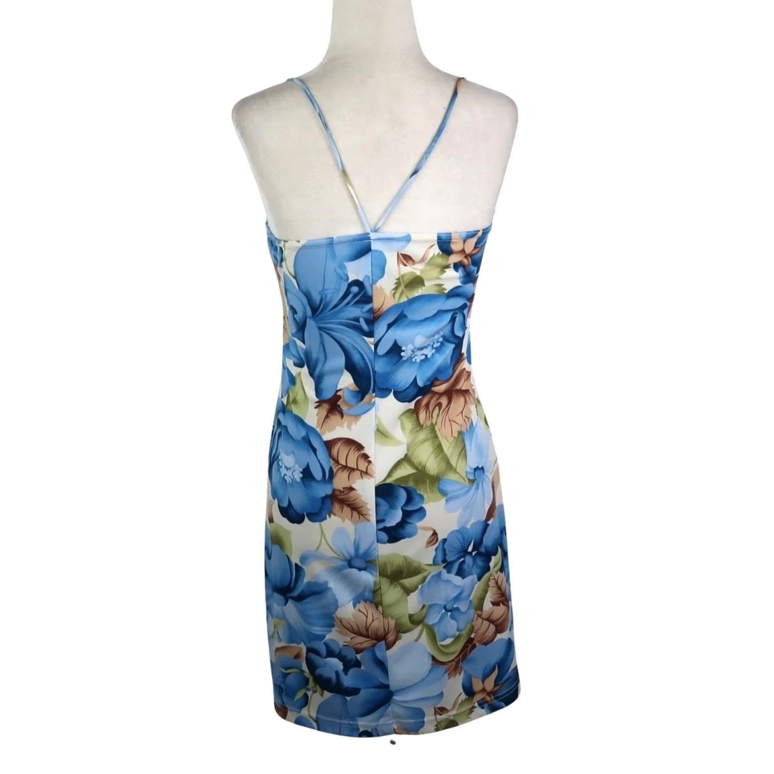 Vintage VINTAGE A-List Blue Tropical Floral Print Mini Dress S Dress Women Sleeveless Mini 90s Beach Bohemian Hawaiian Summer 90s Womens Size S / US 4 / IT 40 - 4 Thumbnail