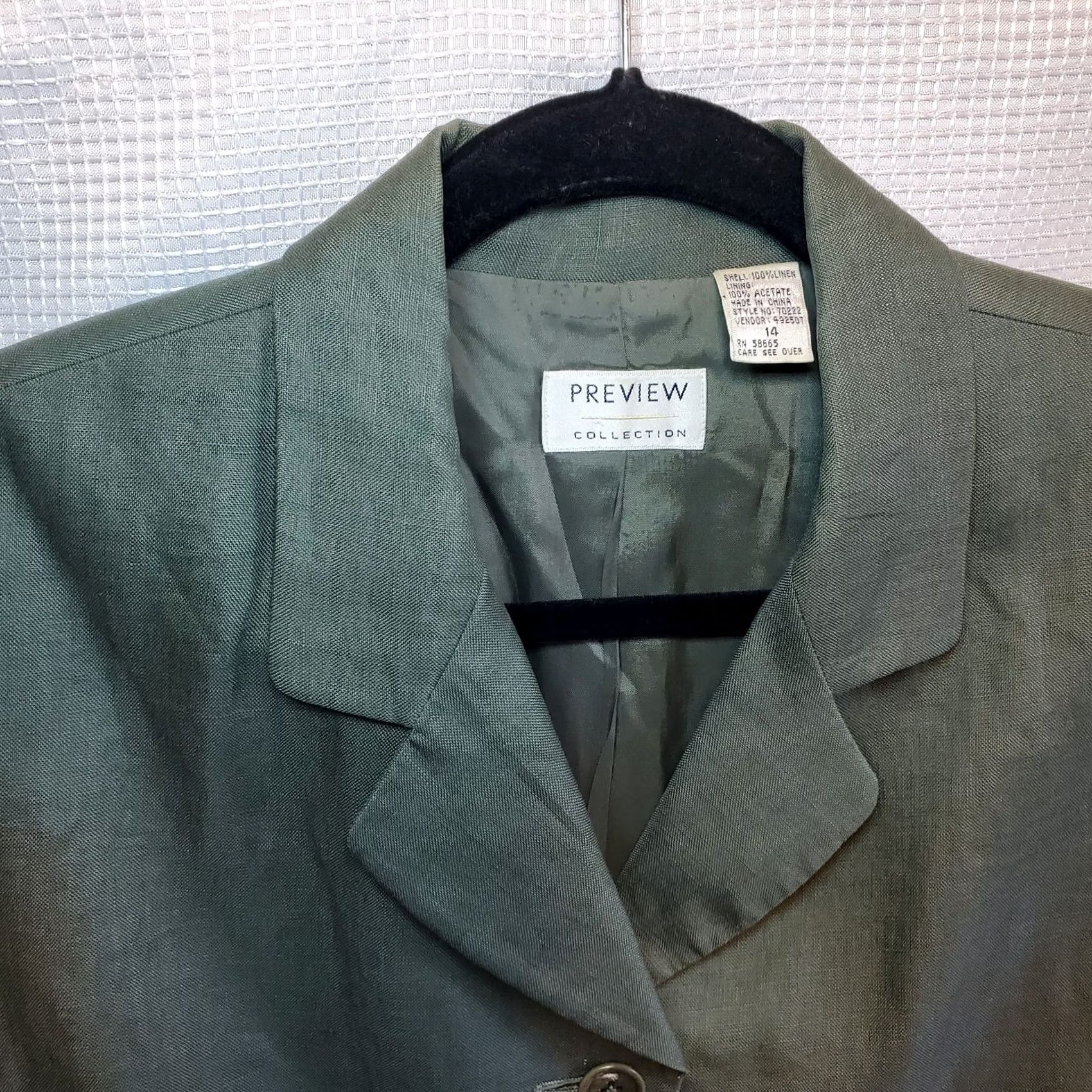 Vintage VINTAGE Preview Collection Blazer Womens 14 Green Vtg Linen Button Front Summer Size XL / US 12-14 / IT 48-50 - 2 Thumbnail