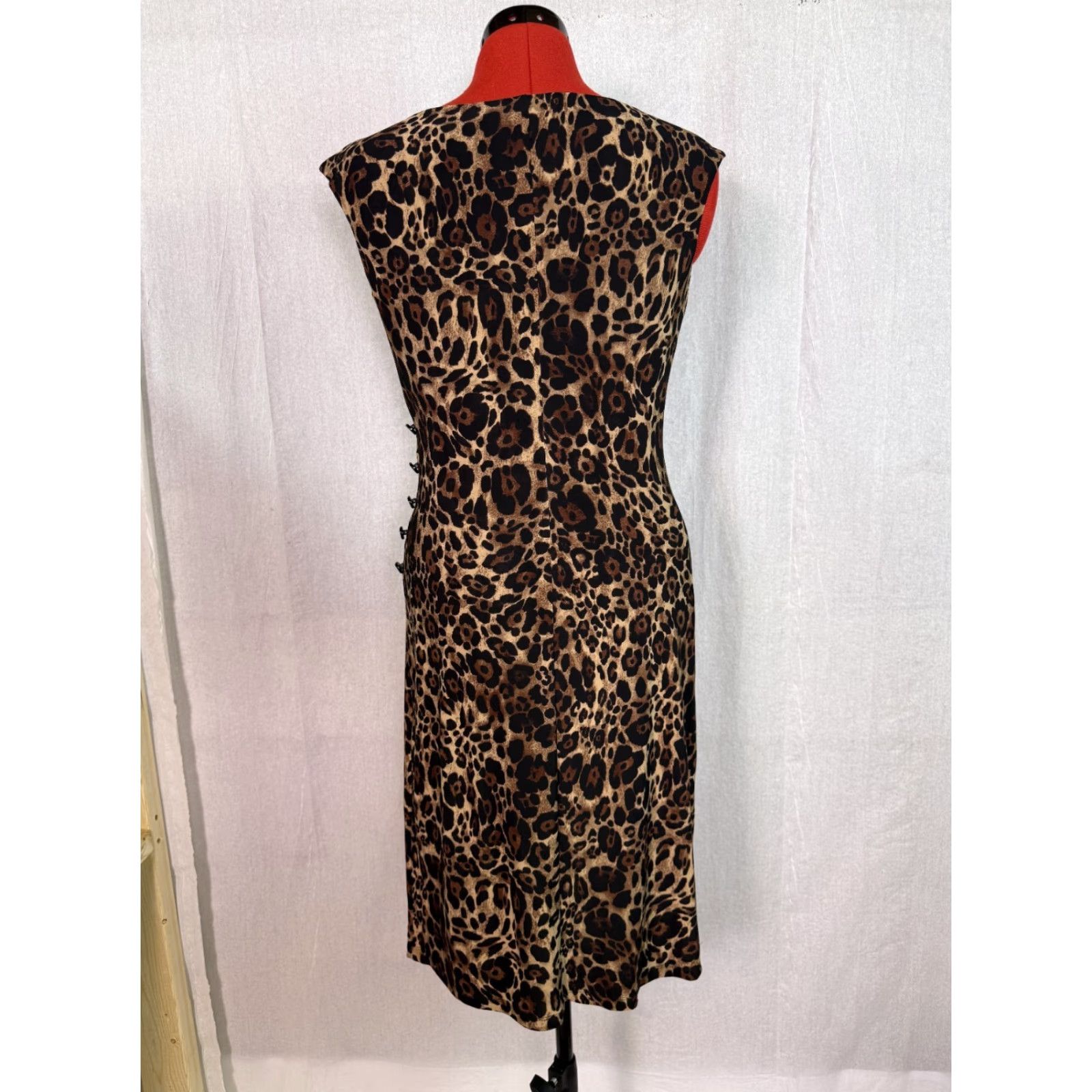 JONES NEW YORK DRESS Brown/Beige Animal Print Sleeveless Maxi Dress Sz 6  D225