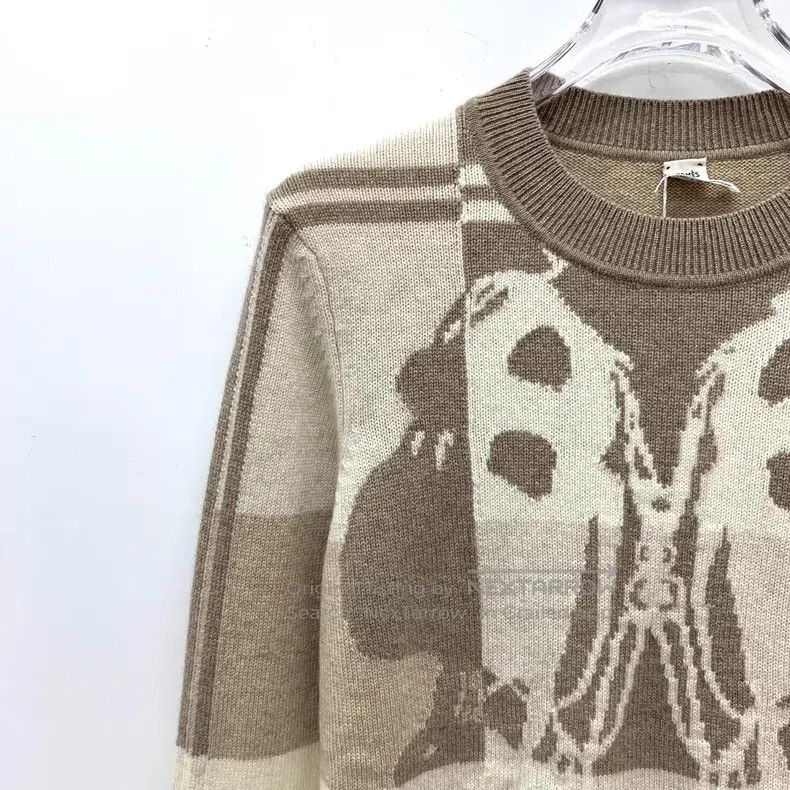 Hermes Hermes Color-blocked cashmere intarsia round neck long sle Size S / US 4 / IT 40 - 3 Thumbnail