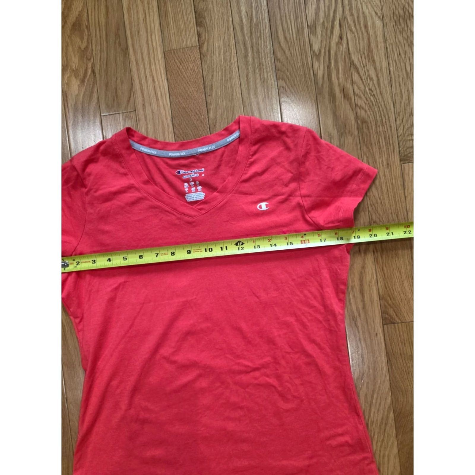 Champion Champion Power Flex T-Shirt Women's L Red Logo Cotton Short Sleeve V-Neck Women Size L / US 10 / IT 46 - 6 Thumbnail