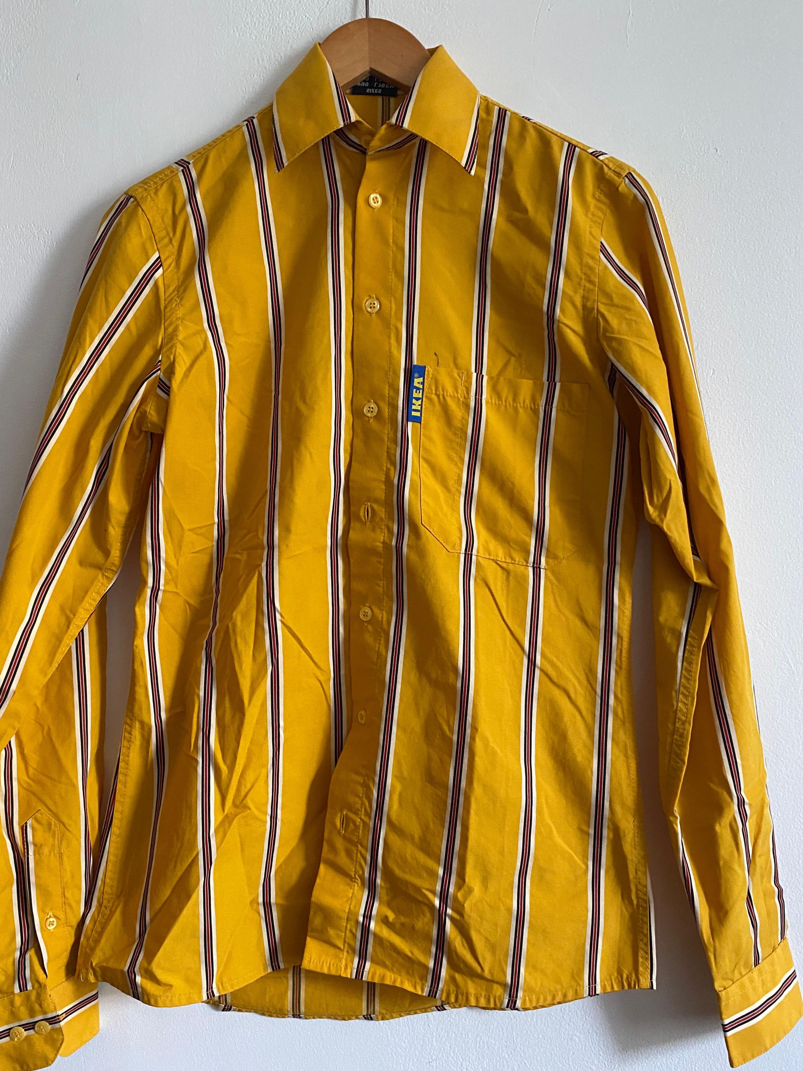 Lot of 2 Ikea Mens Yellow Stripe Long Sleeve on sale Uniform Work Shirts - Sz XL W46 L32