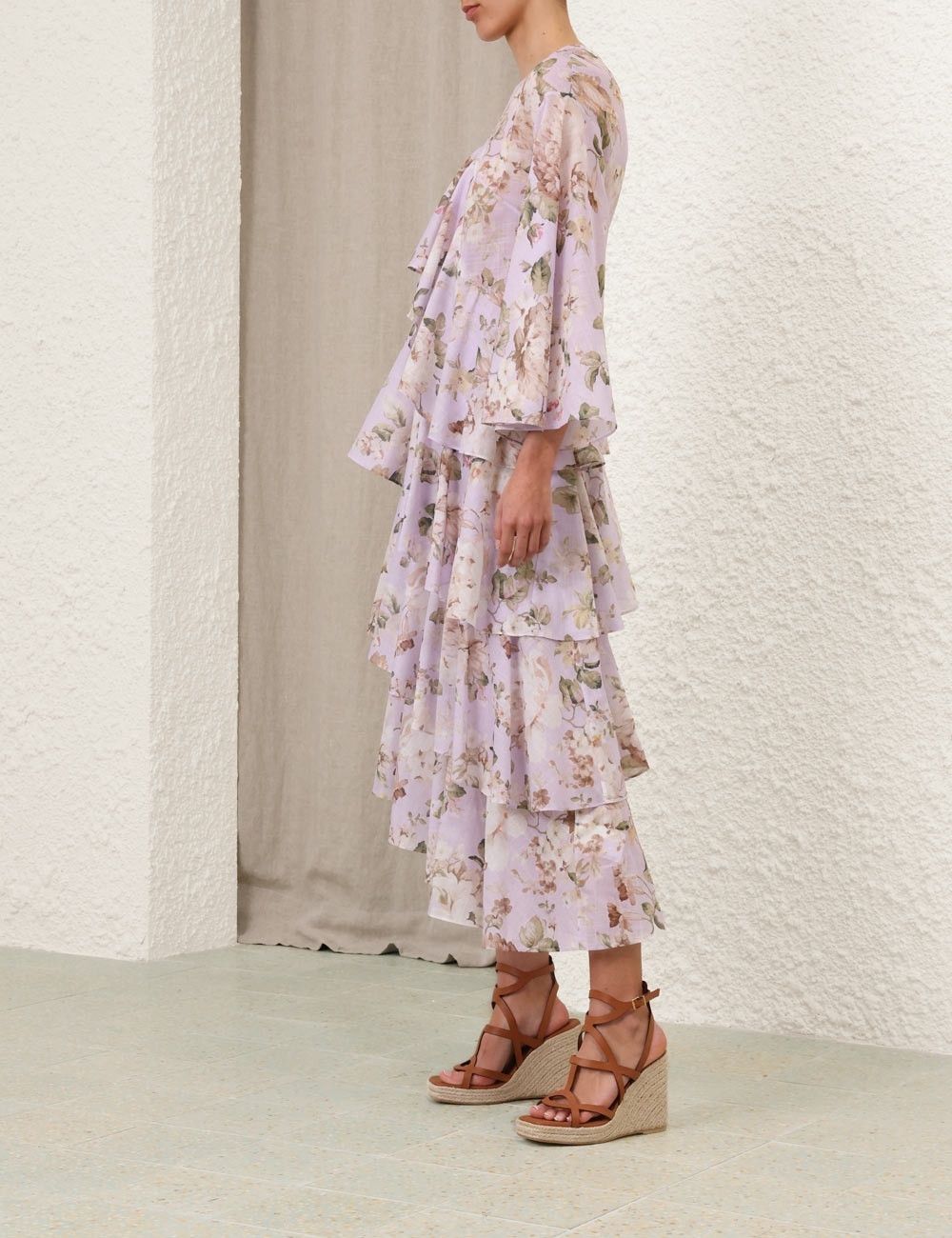 Zimmermann oc11z1025 Acacia Asymmetric Midi Dress in Multicolor Size S / US 4 / IT 40 - 6 Thumbnail
