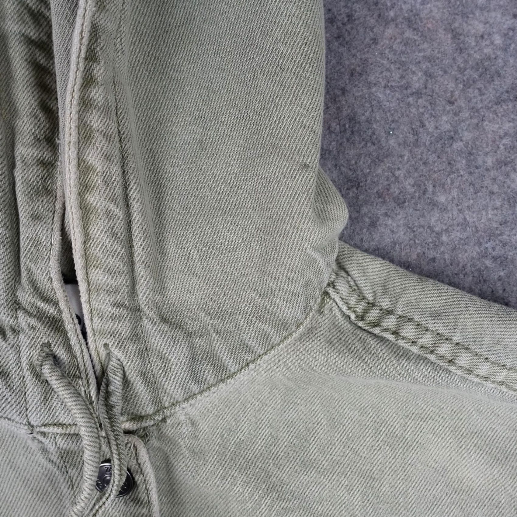 Zara VINTAGE Zara Jacket Womens Small Green Hooded Cropped Twill Snap Front Utility Pockets Size S / US 4 / IT 40 - 3 Thumbnail