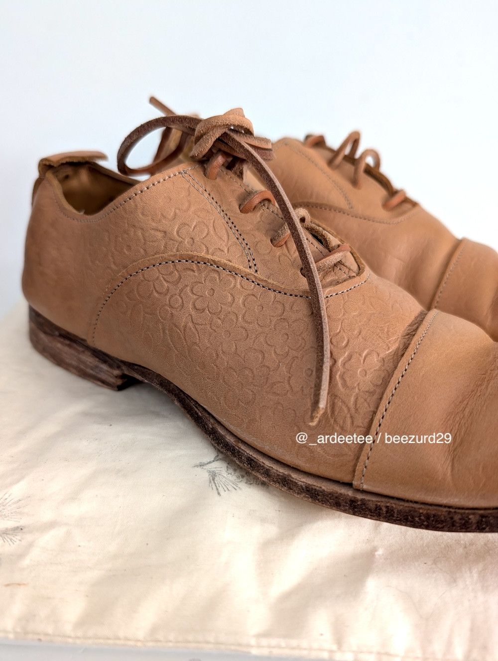 Paul Harnden Shoemakers *NEW* EMBOSSED TAN FLOWER W. OXFORDS 4L Size US 6.5 / IT 36.5 - 5 Thumbnail