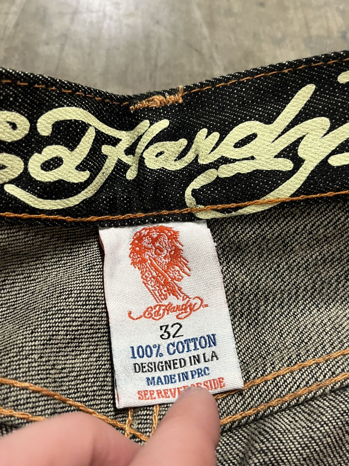 Ed Hardy × Vintage Ed hardy y2k jorts 2007 denim embroidered skater rare Size US 32 / EU 48 - 13 Thumbnail