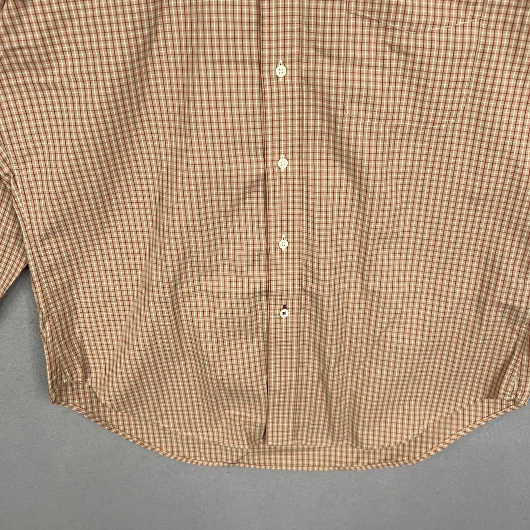J.McLaughlin J McLaughlin Shirt Mens Medium Tan Red Plaid Dressy Office Button-Up Long Sleeve Casual Preppy Size US M / EU 48-50 / 2 - 4 Thumbnail