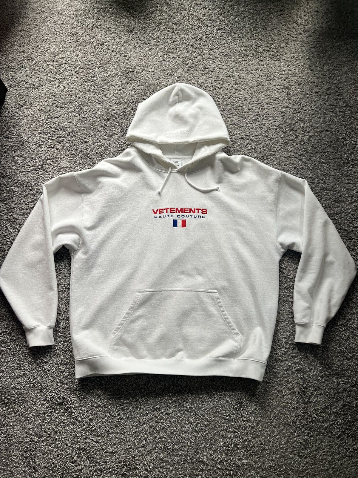 Vetements Vetements White Haute Couture Logo Oversized Hoodie Medium M Size US M / EU 48-50 / 2 - 1 Thumbnail