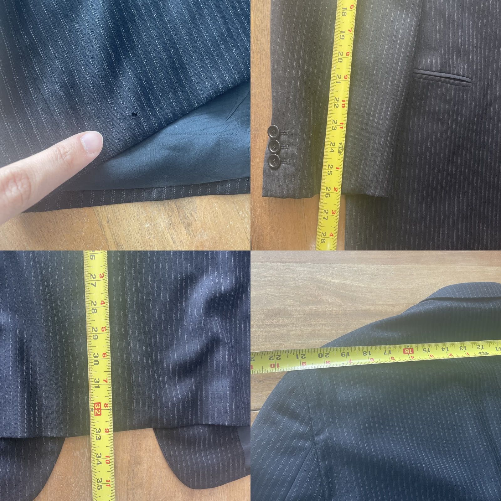 Armani Armani Collezioni Blazer Sport Coat Wool Black Pinstripe Long Coat Mens 46L Italy Blazer Size 46R - 8 Thumbnail