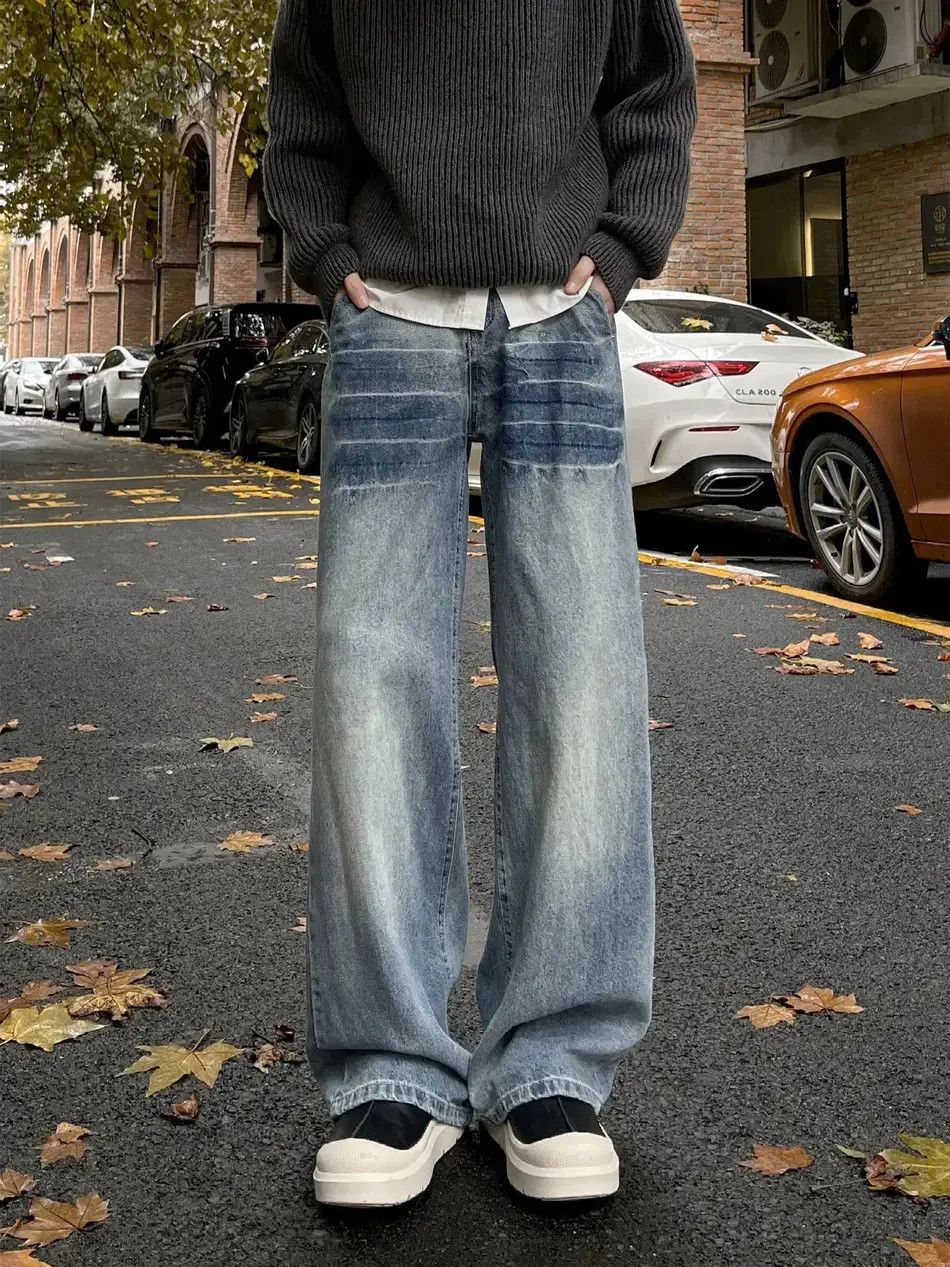 Japanese Brand Retro loose straight leg hip-hop jeans Size US 32 / EU 48 - 2 Thumbnail