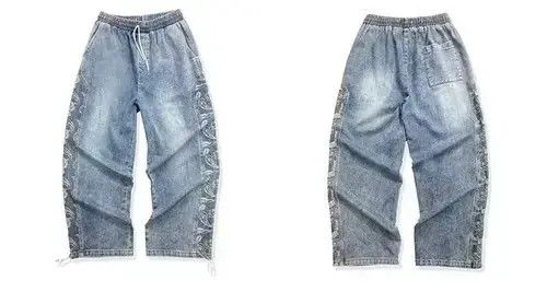 VIBE Indigo Union Japan Blue Denim Side Bandana Patchwork Pants Size US 32 / EU 48 - 2 Thumbnail
