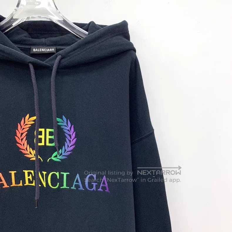 Balenciaga Balenciaga Black logo lettering wheat embroidery cotton ho Size US L / EU 52-54 / 3 - 3 Thumbnail