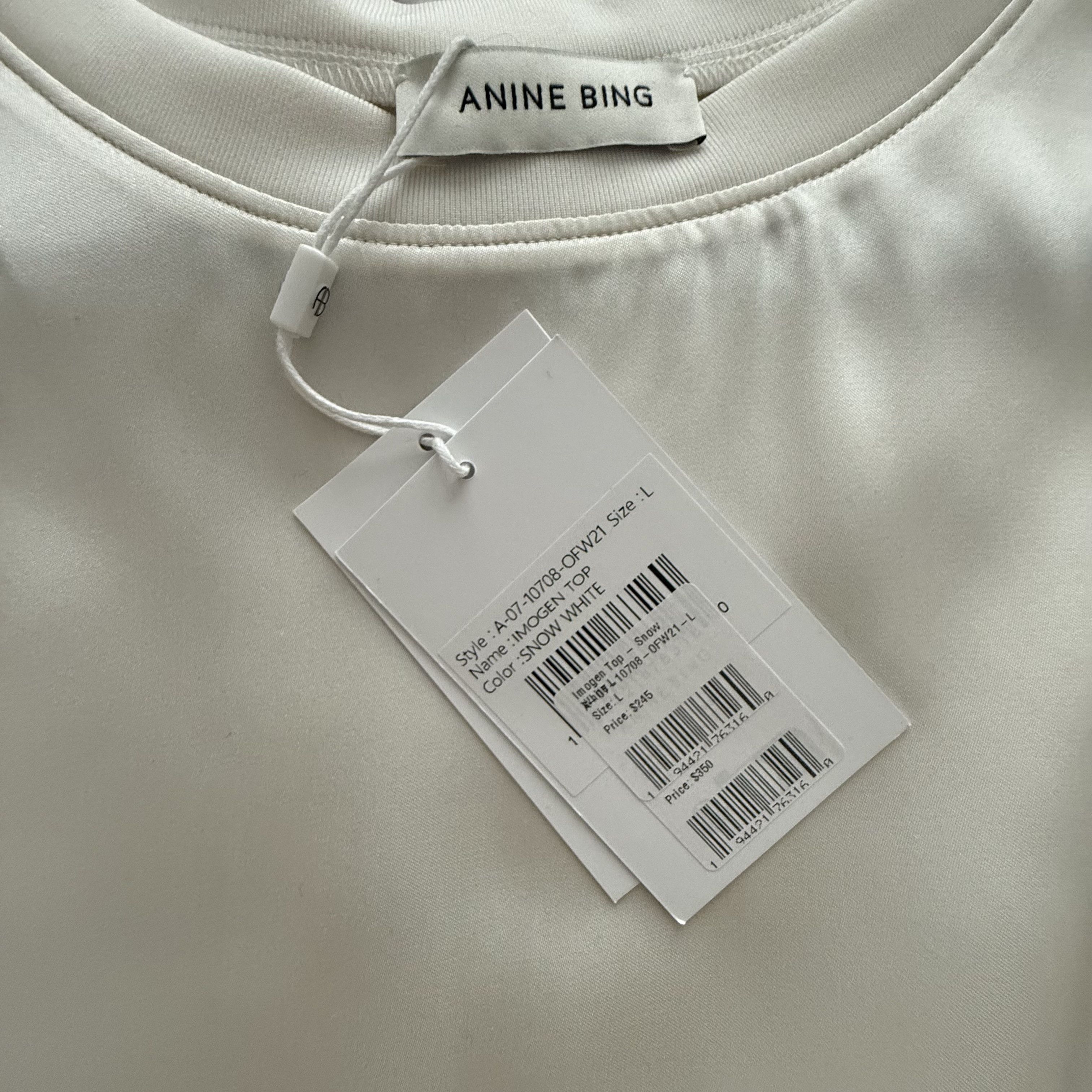 Anine Bing Among Bing | Imogen Silk T-Shirt - Cream Size L / US 10 / IT 46 - 3 Thumbnail