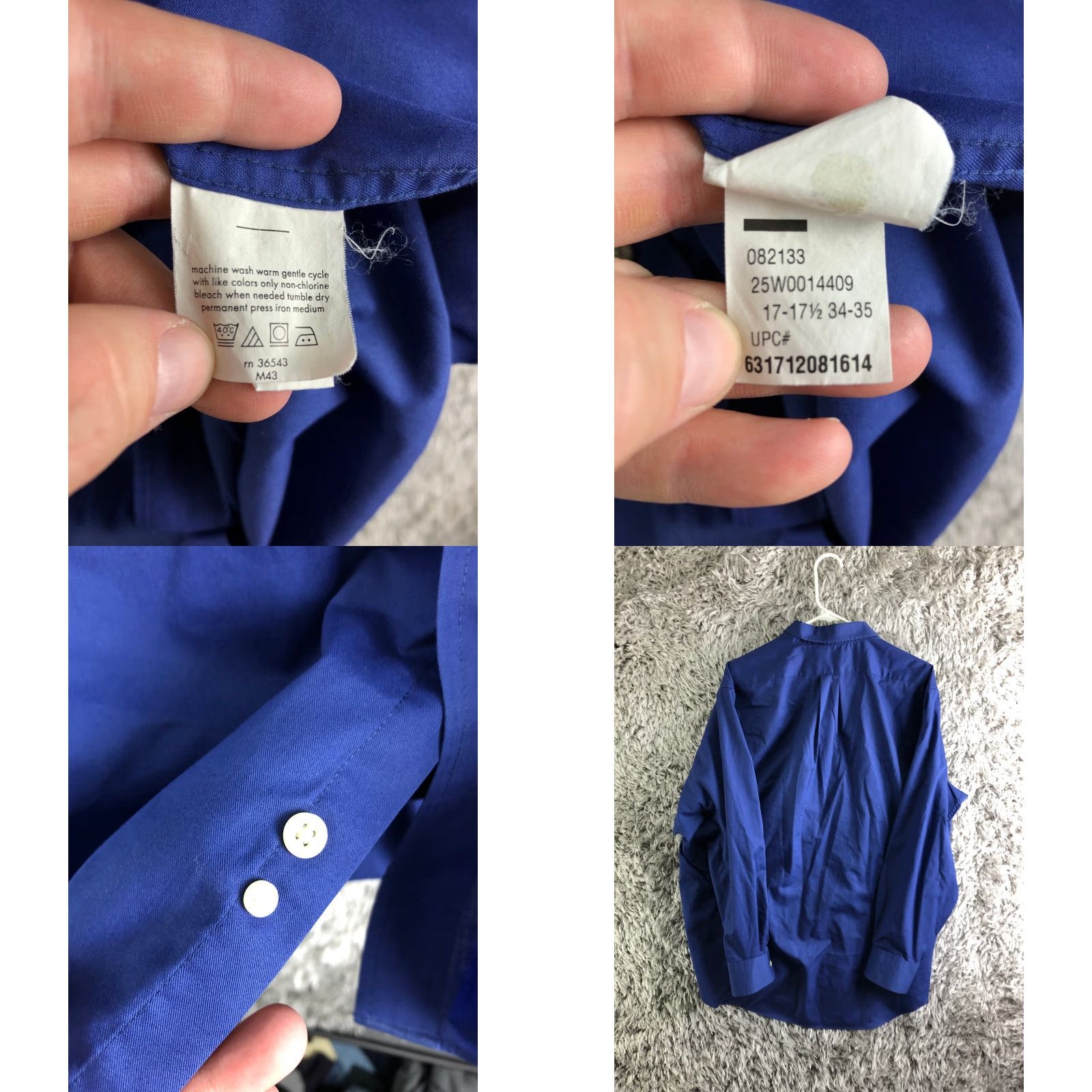 Chaps Chaps Shirt Mens 17 34/35 Blue Long Sleeve Button-Down Collar Solid Shirt Size US XL / EU 56 / 4 - 8 Thumbnail