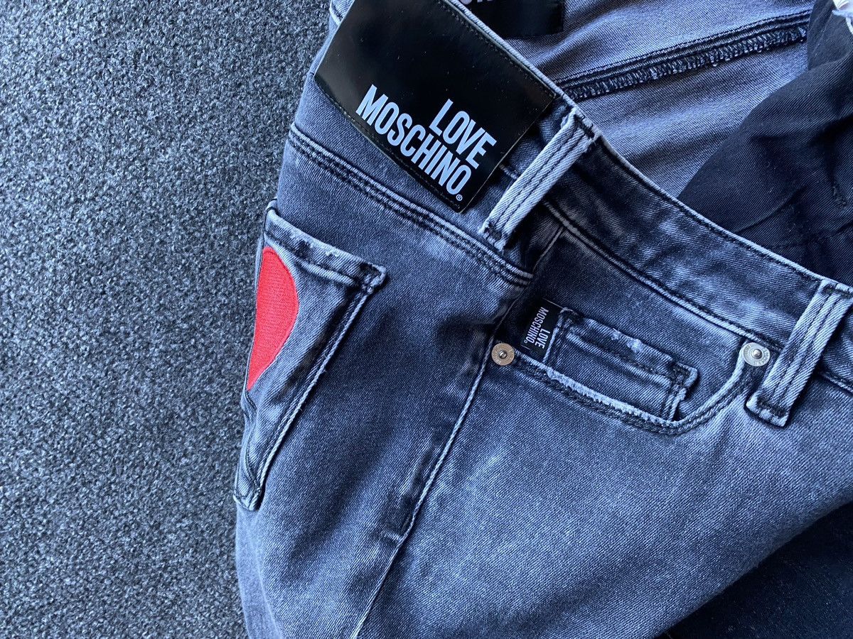 Love Moschino 🔥Love Moschino Gray Heart Logo Women Jeans 27 goth emo alt Size 27" / US 4 / IT 40 - 10 Thumbnail