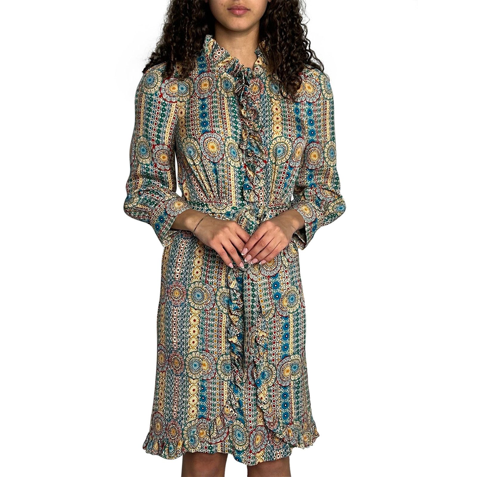 Marc by Marc Jacobs Multicolour Frill Dress with Belt Size XS / US 0-2 / IT 36-38 - 2 Thumbnail