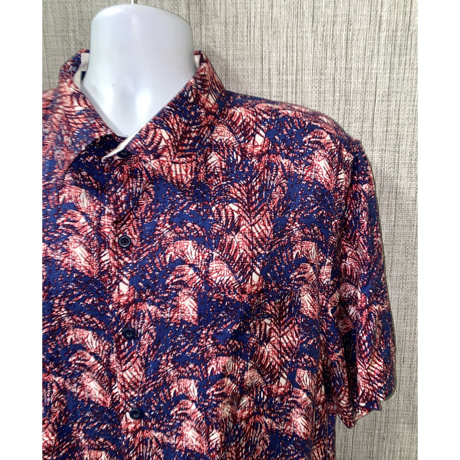Nat Nast Nat Nast Shirt Mens XL Silk Rayon Short Sleeve Button Up Blue Red Graphic Pattern casual Size US XL / EU 56 / 4 - 2 Thumbnail