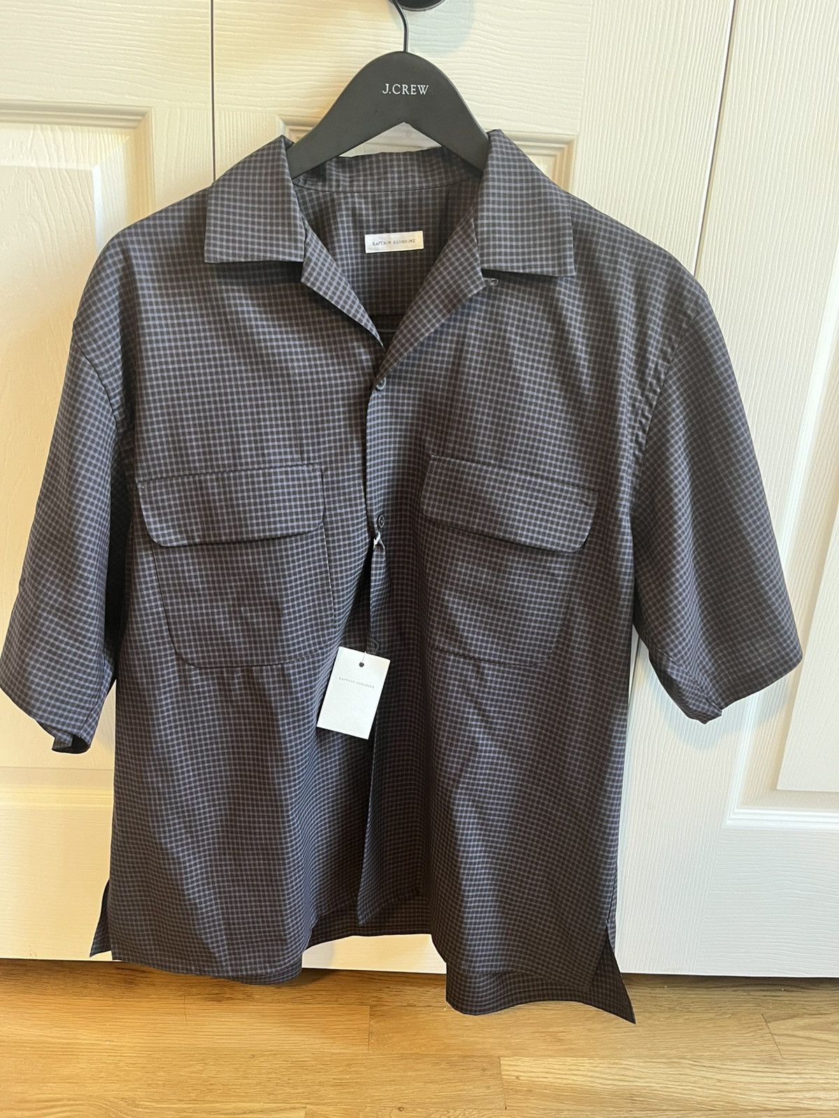 Kaptain Sunshine Summer Wool Open Collar SS Shirt BROWN PLAID Size US S / EU 44-46 / 1 - 1 Thumbnail