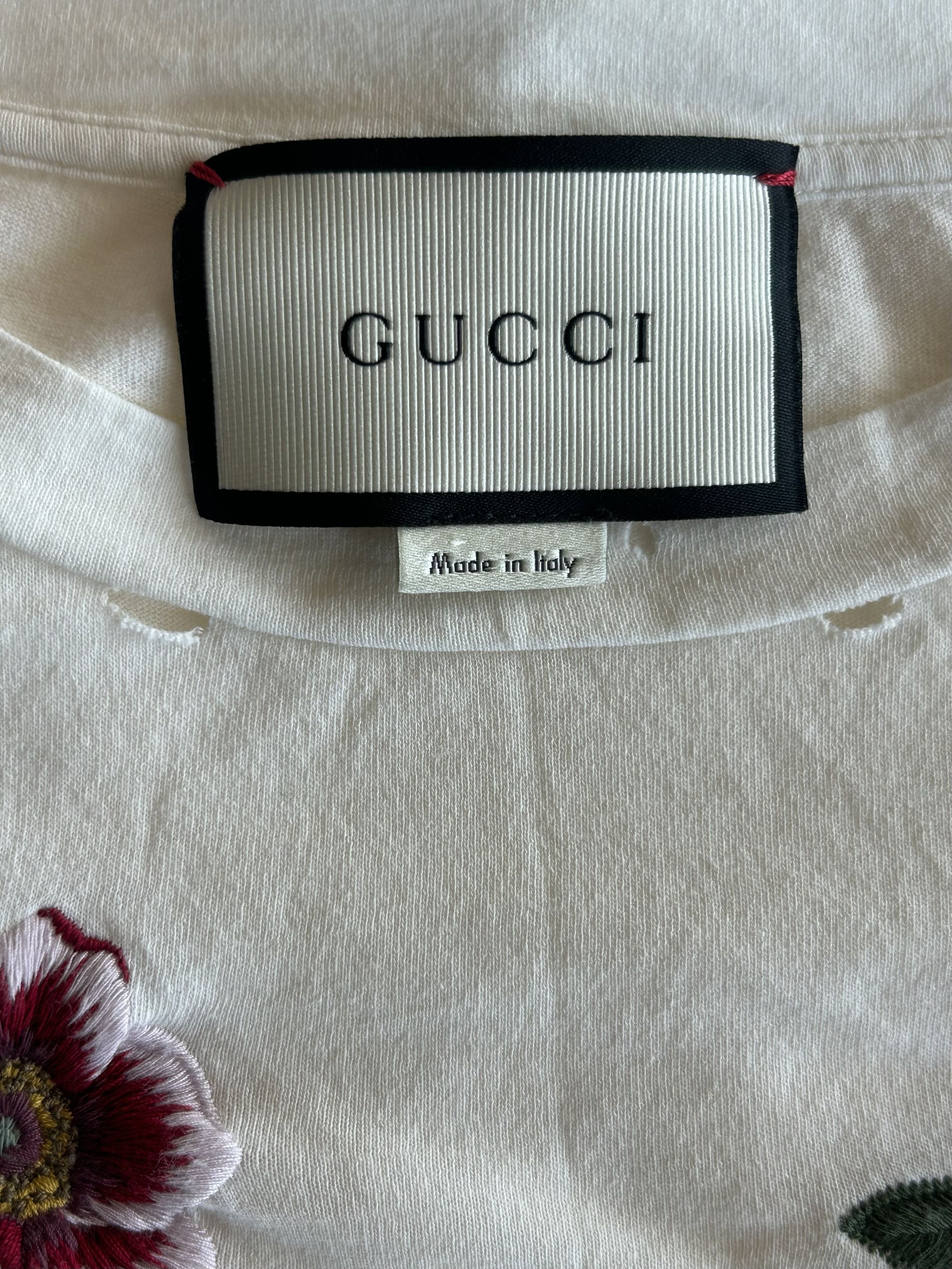 Gucci Gucci White Bootleg Logo Embroidered T-Shirt Size US XS / EU 42 / 0 - 3 Thumbnail
