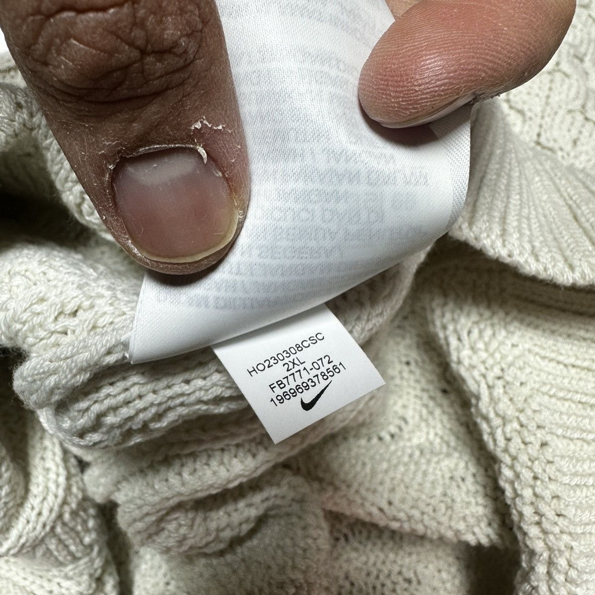 Nike NEW Nike Life Cable Knit Turtleneck Wool Sweater Light Bone Size US XXL / EU 58 / 5 - 14 Thumbnail