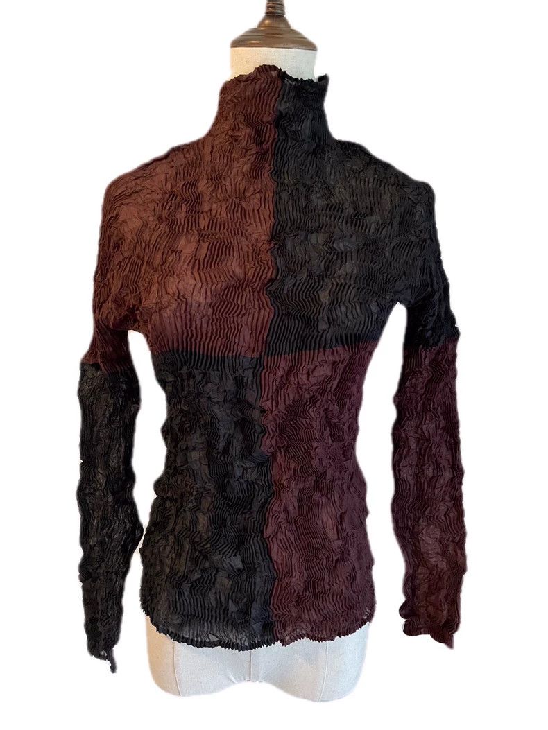 Issey Miyake Issey Miyake Long-sleeved top with brown and black main co Size L / US 10 / IT 46 - 5 Thumbnail